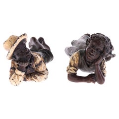 Franz Bergman Cold Painted Viennese Bronze Sculpture of Children (Set)