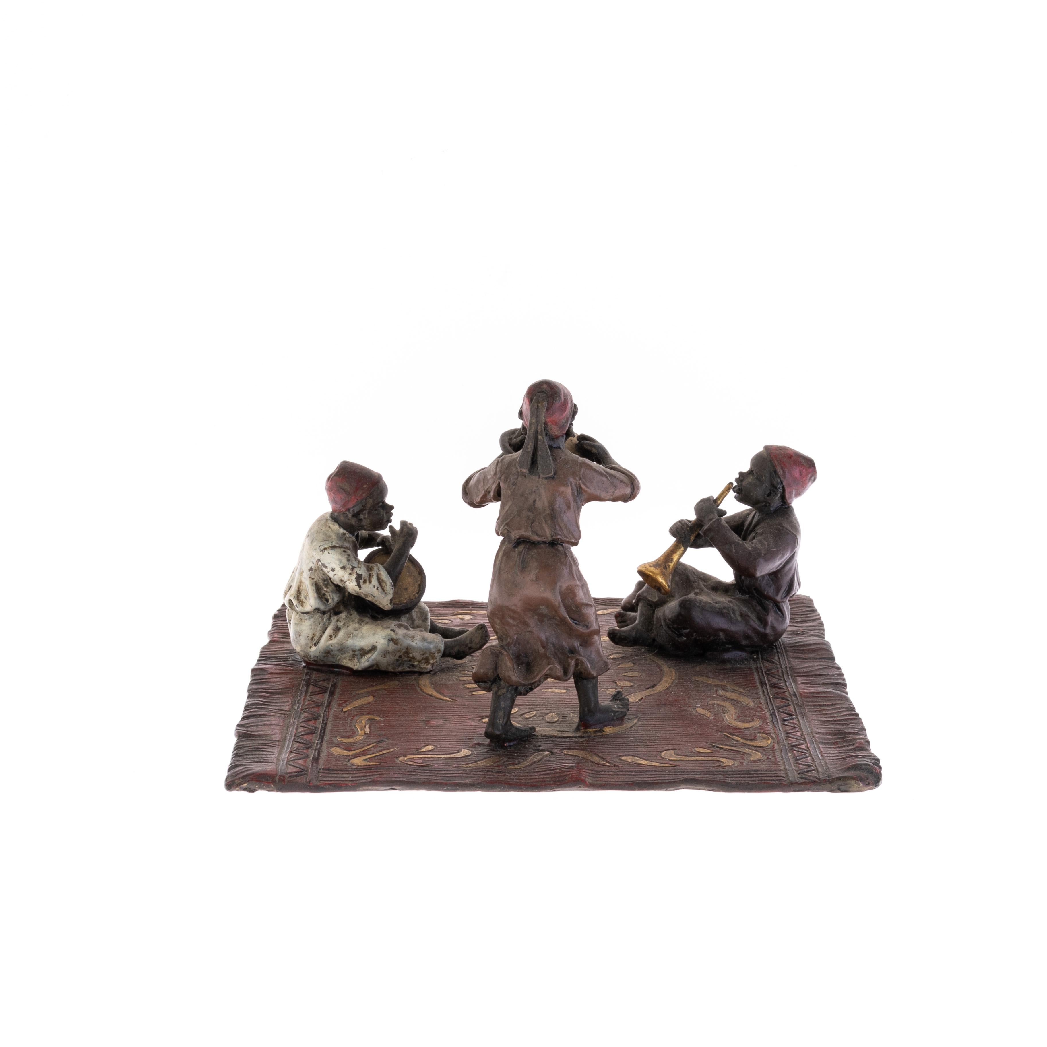 Cold-Painted Franz Bergman Cold Painted Viennese Orientalist Bronze Sculpture Arab Musicians For Sale