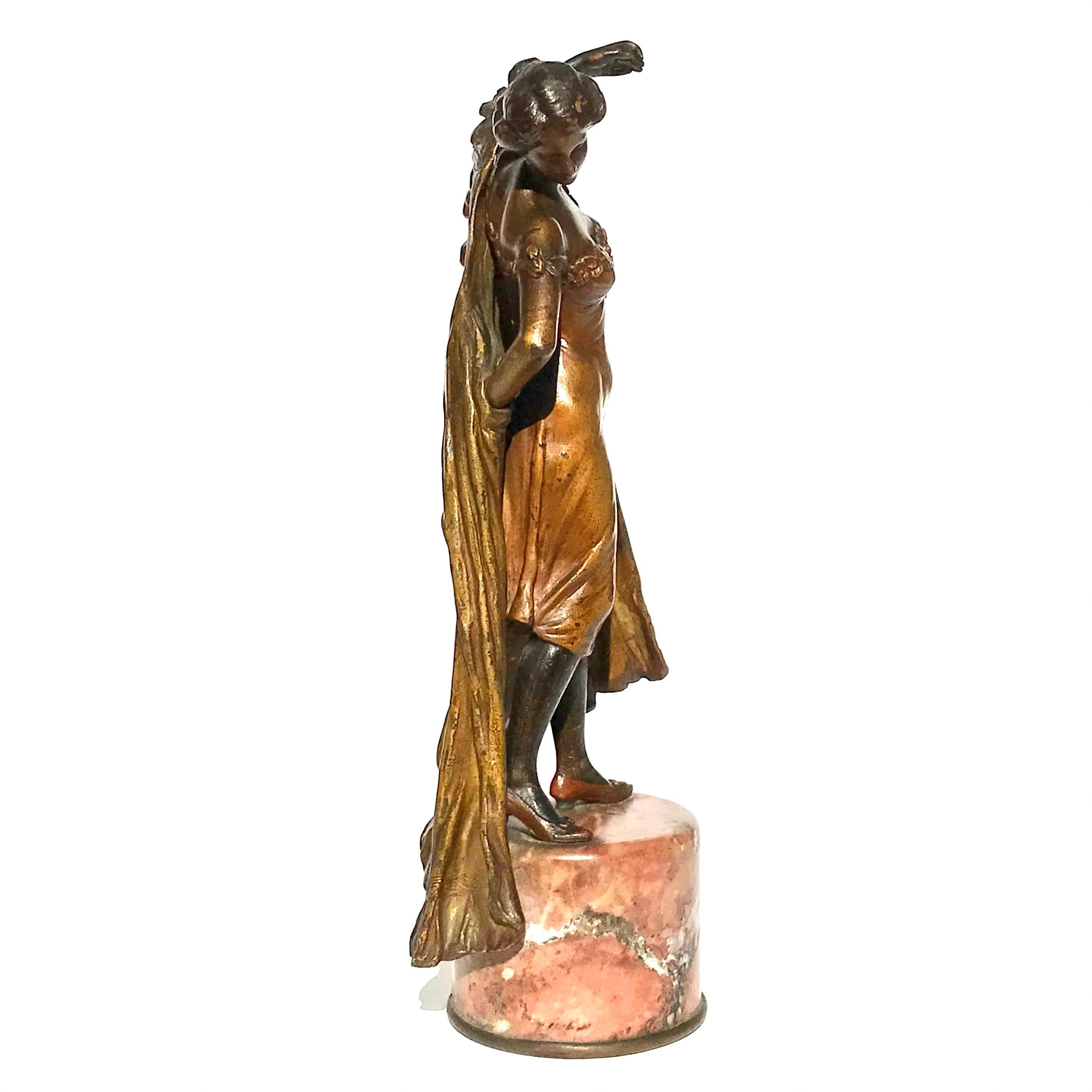 Art Nouveau Tall Franz Bergman Erotic Bronze 