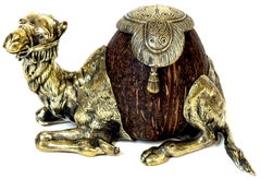 Franz Bergman Style 19th-Century Austrian Bronze & Coconut Camel Inkwell