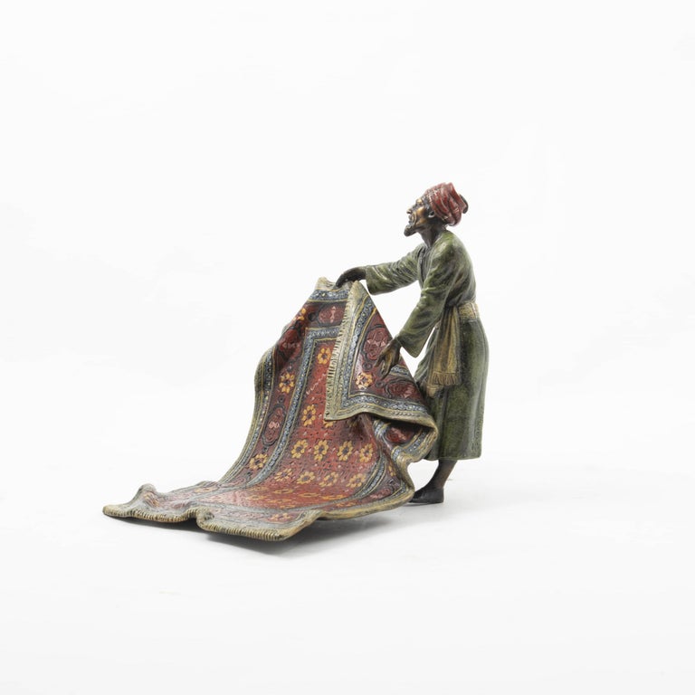 Other Franz Bergman Vienna Bronze Sculpture, Orientalist Carpet Seller For Sale