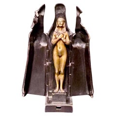 Franz Bergman - Vienna Egyptian Bronze Female Nude in Sarcophagus Erotic Ca 1900