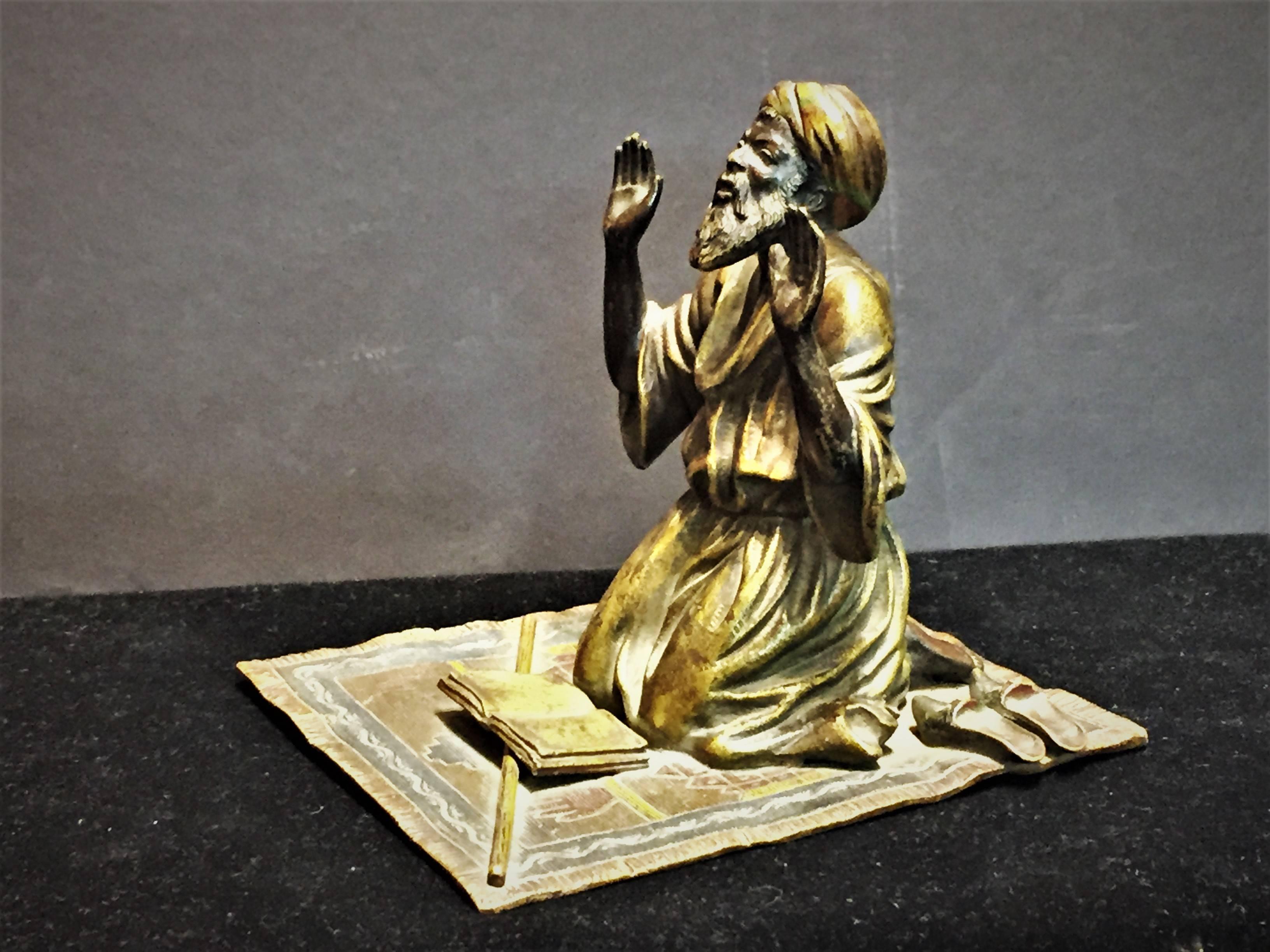 Franz Bergman, 'Praying Muslim Man', Vienna Sculptural Paperweight, circa 1900 In Good Condition In New York, NY