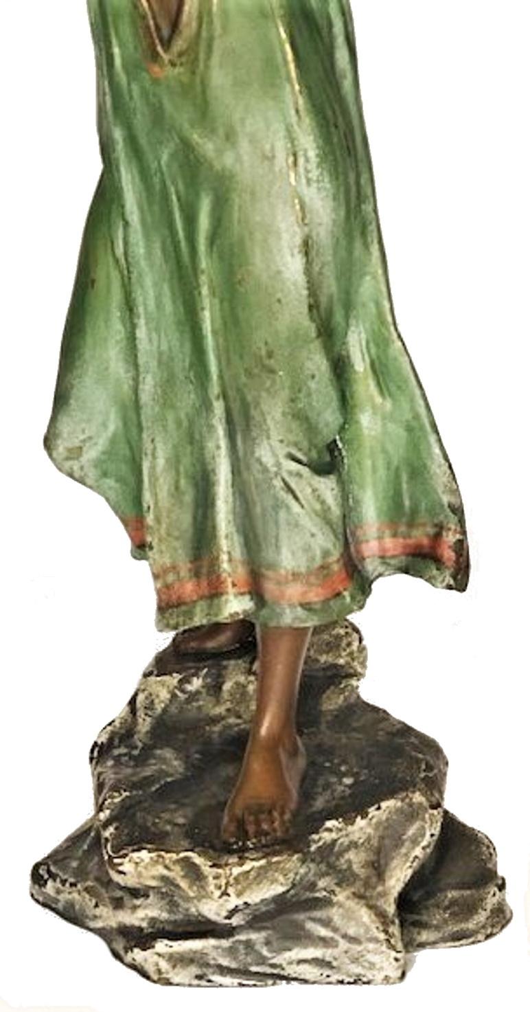 Jugendstil Franz Bergmann, Egyptian Woman w/ Pitcher, Vienna Bronze Sculpture, Ca. 1900 For Sale
