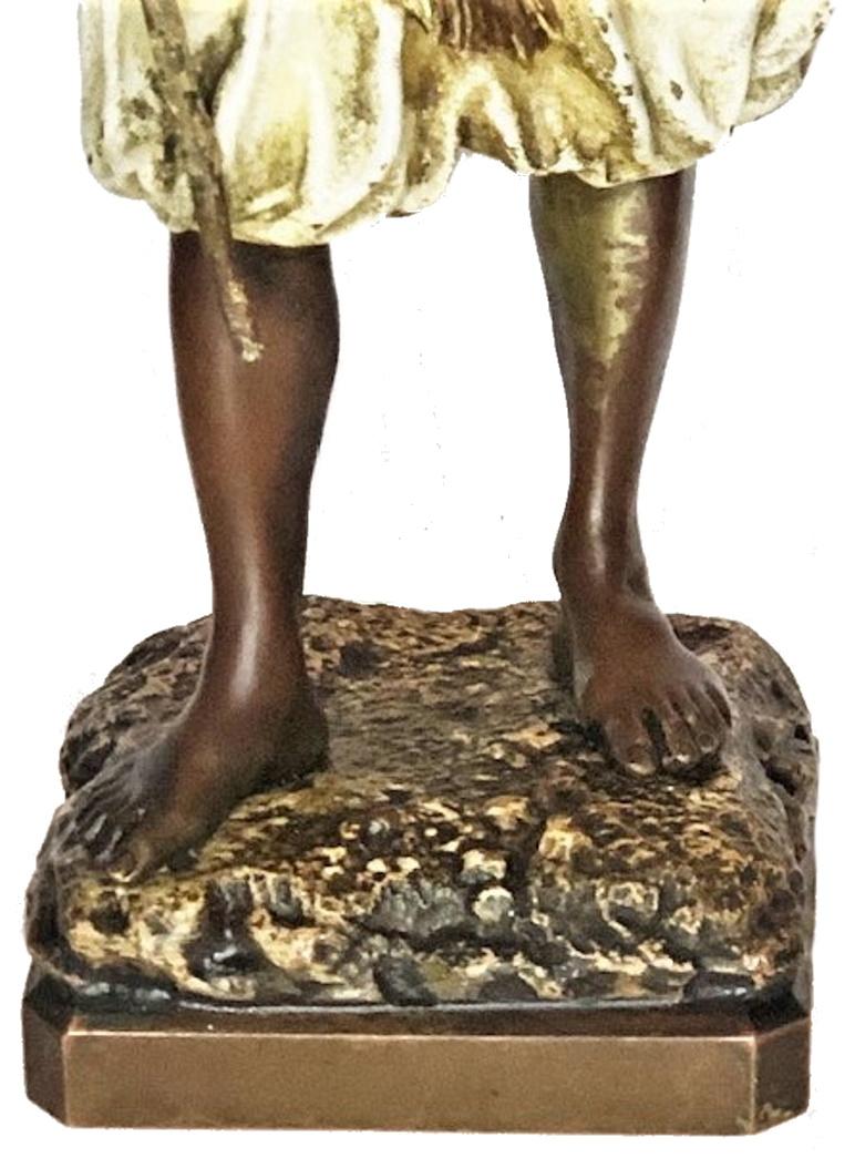 Début du 20ème siècle Franz Bergmann, Voyageur mauresque avec bâton, sculpture en bronze de Vienne, vers 1900  en vente