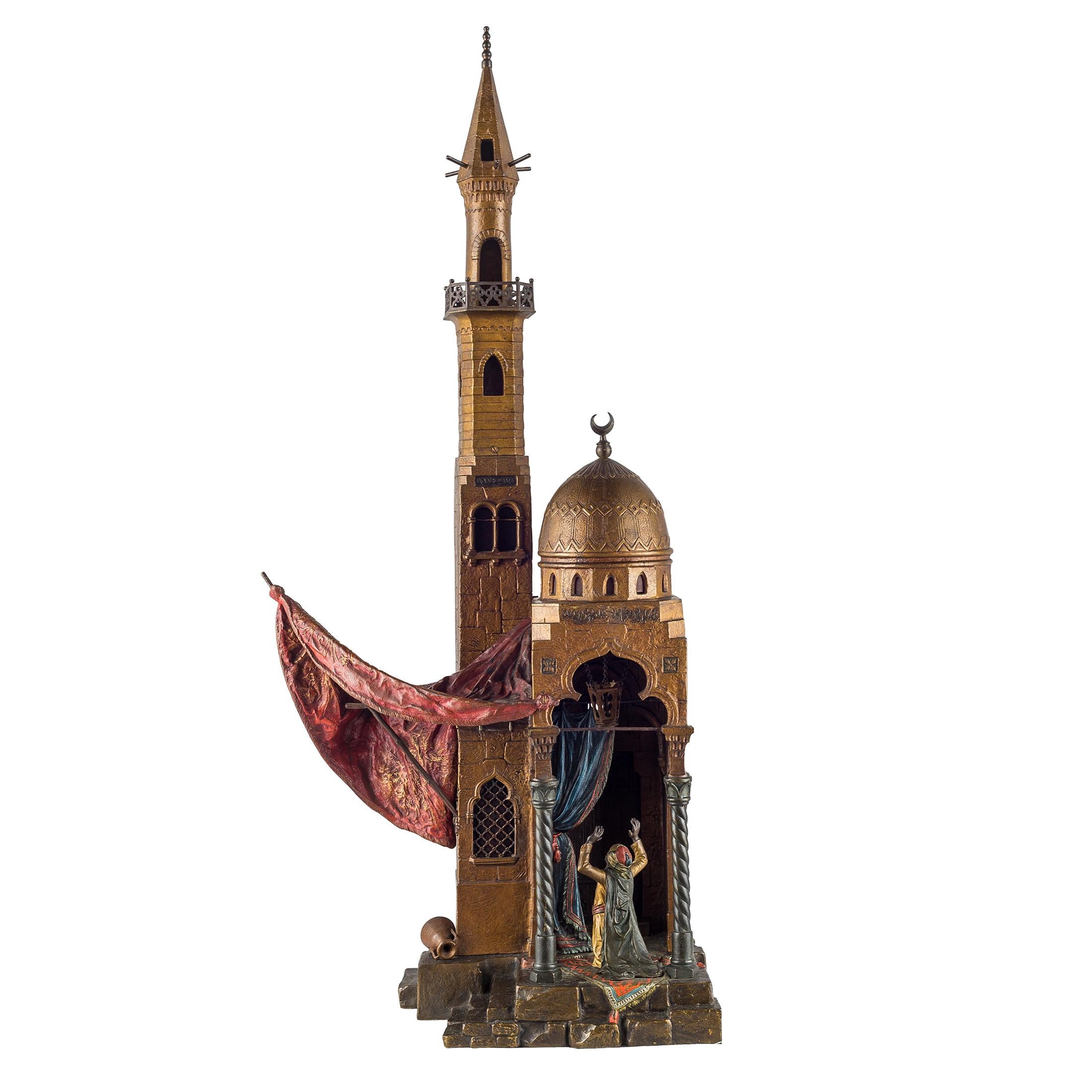 FRANZ BERGMANN
Austrian, (1861-1936)

Praying at a Mosque       

Cold-Painted Bronze Lamp and Sculpture of a man praying in front of a mosque.

30 inches high
