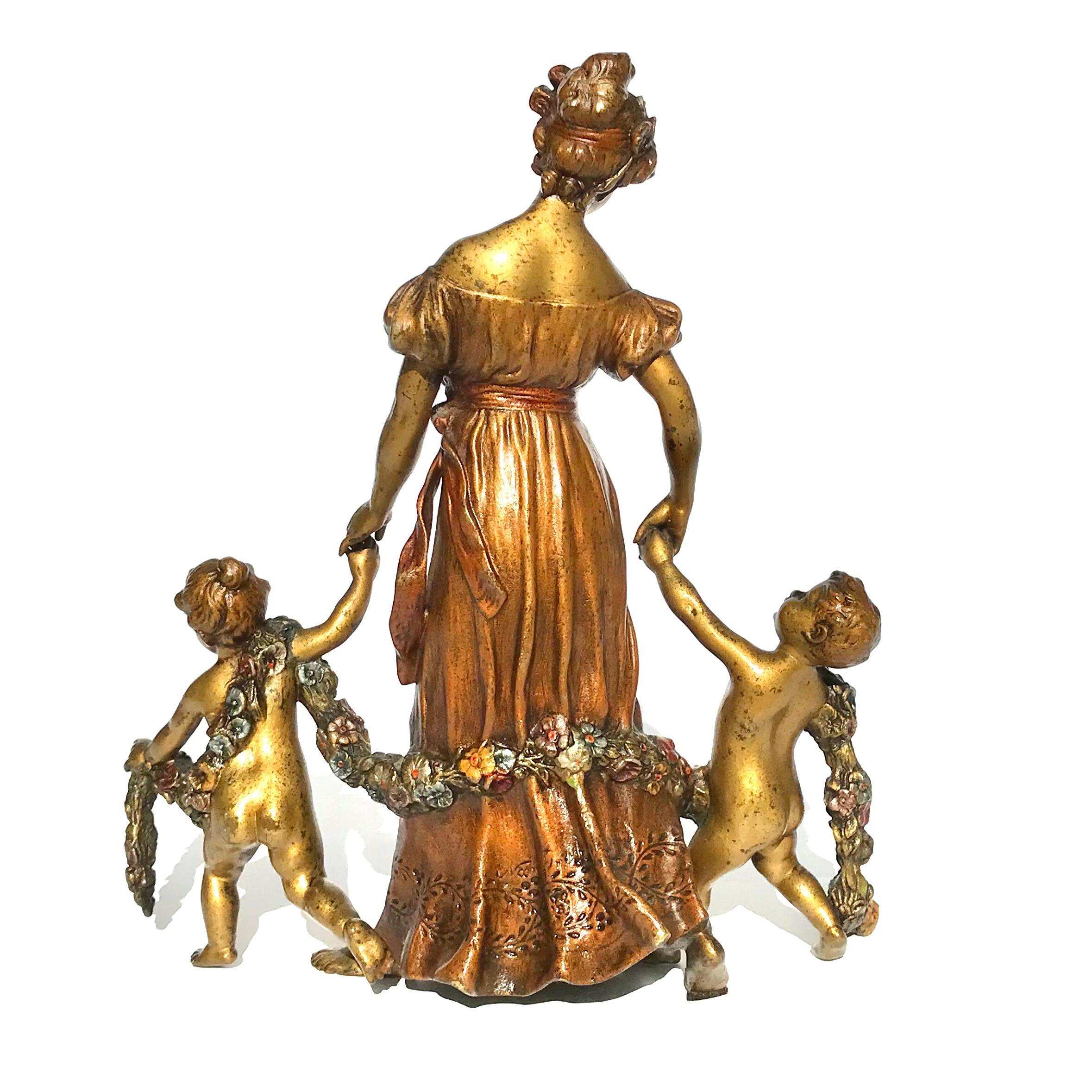 Franz Bergman Bronze Mother And Children For Sale 1