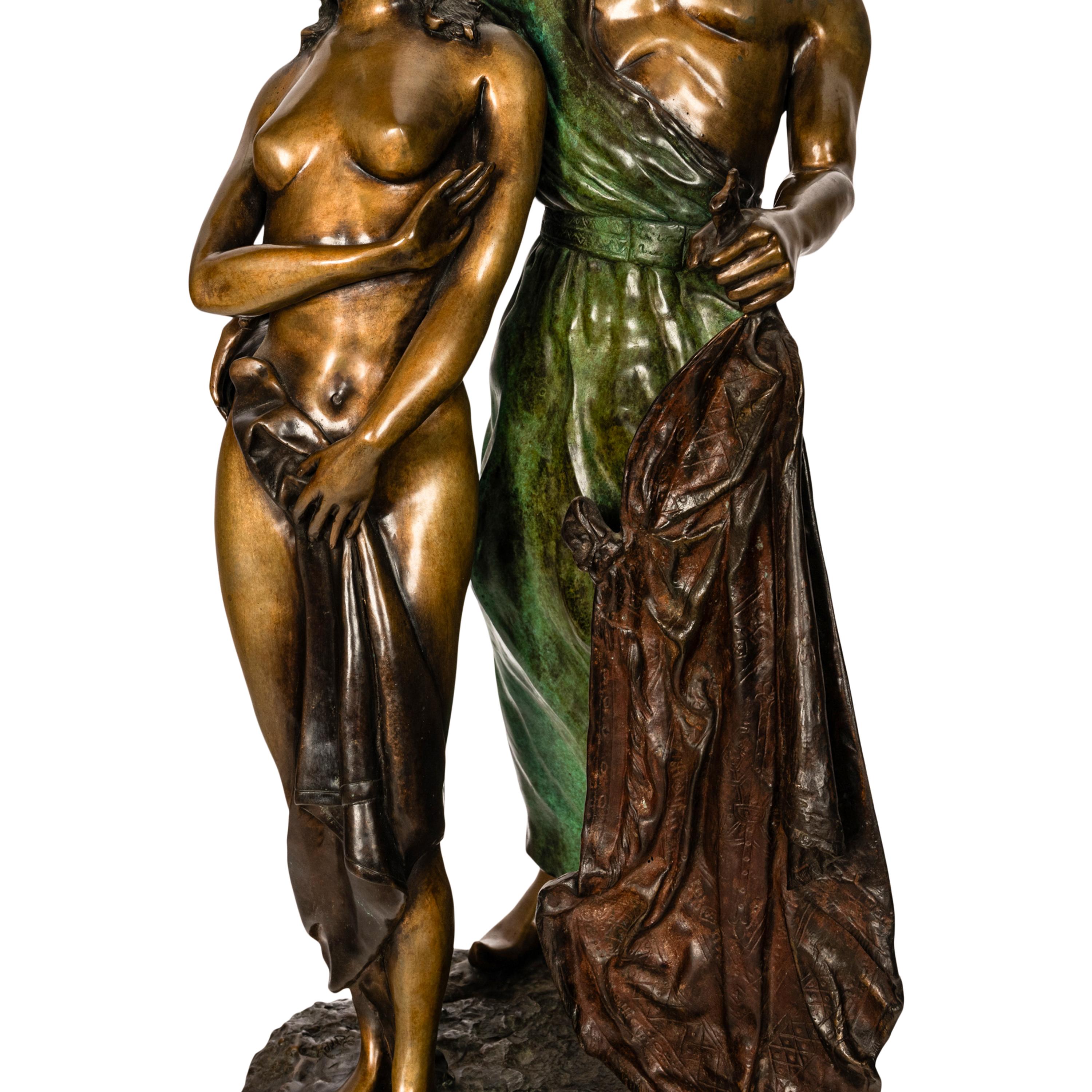 Franz Bergmann Orientalist Arab Slave Nude Group Cold Painted Bronze Signed 1910 For Sale 9