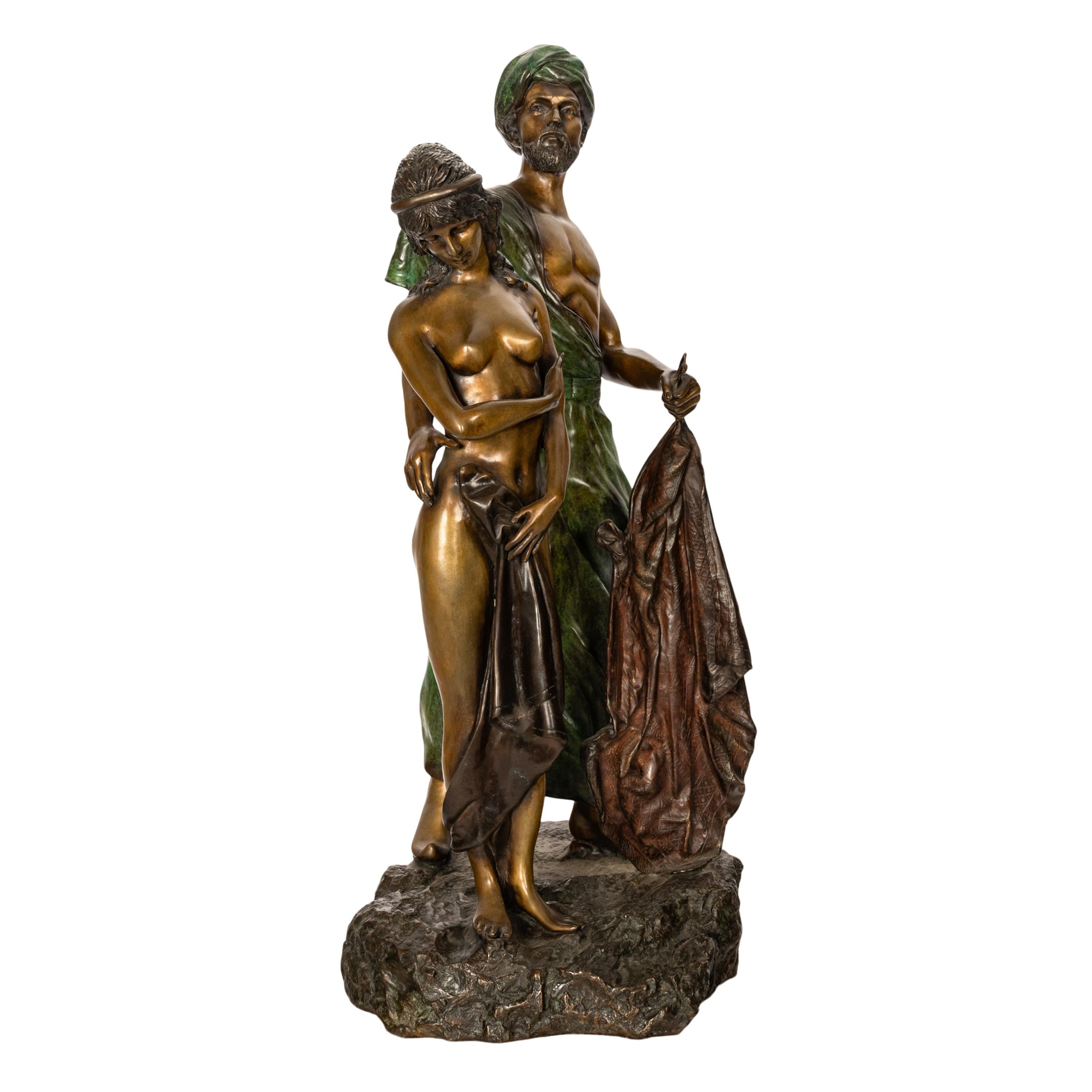 Franz Bergmann Orientalische Arabische Slave-Aktgruppe, Kaltbemalte Bronze, signiert 1910 im Angebot 1