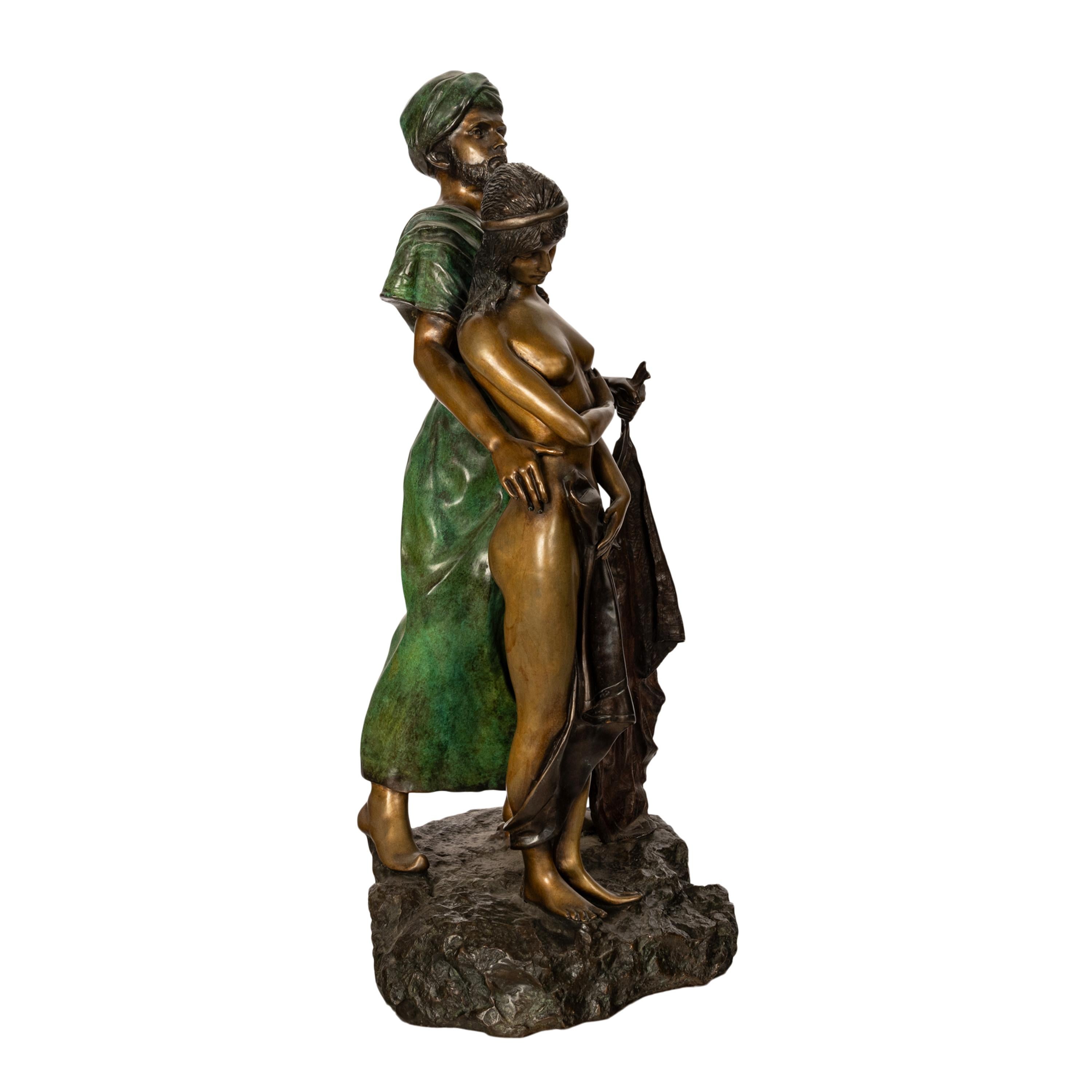 Franz Bergmann Orientalist Arab Slave Nude Group Cold Painted Bronze Signed 1910 For Sale 1