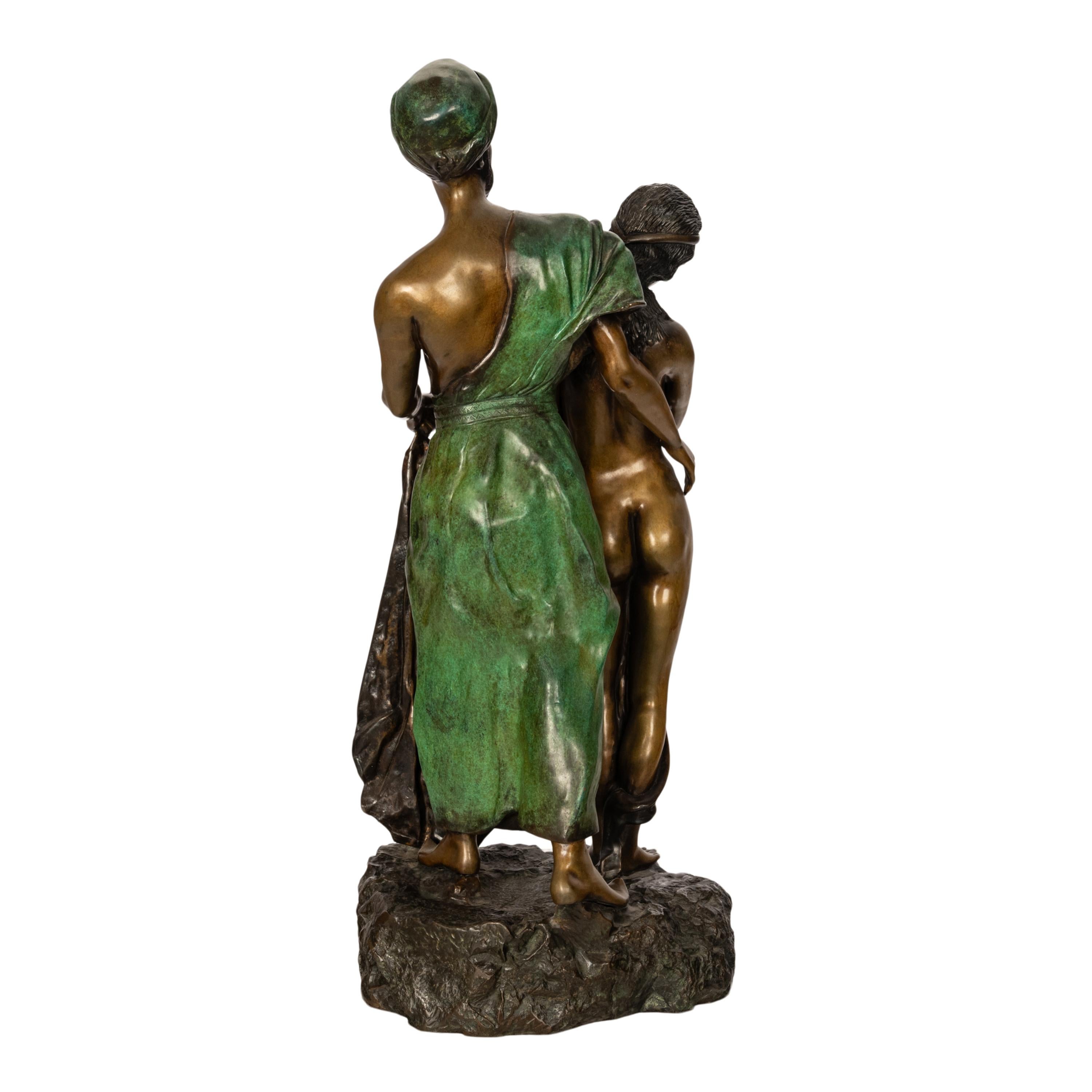 Franz Bergmann Orientalist Arab Slave Nude Group Cold Painted Bronze Signed 1910 For Sale 3