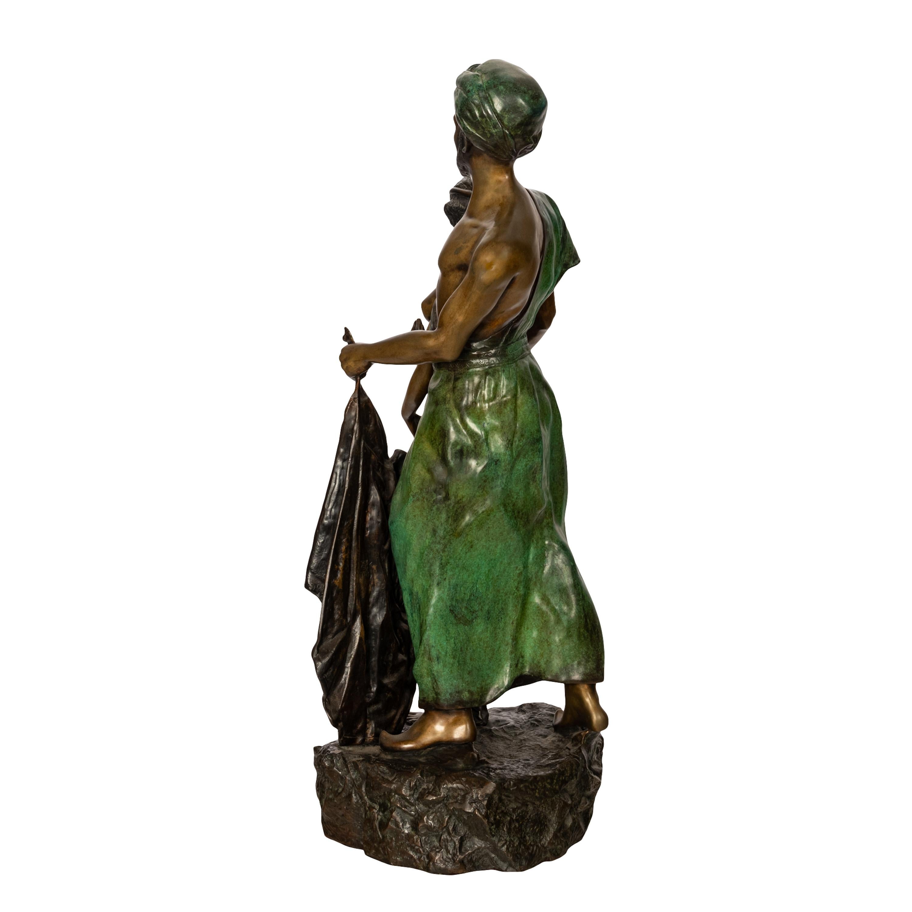 Franz Bergmann Orientalist Arab Slave Nude Group Cold Painted Bronze Signed 1910 For Sale 4