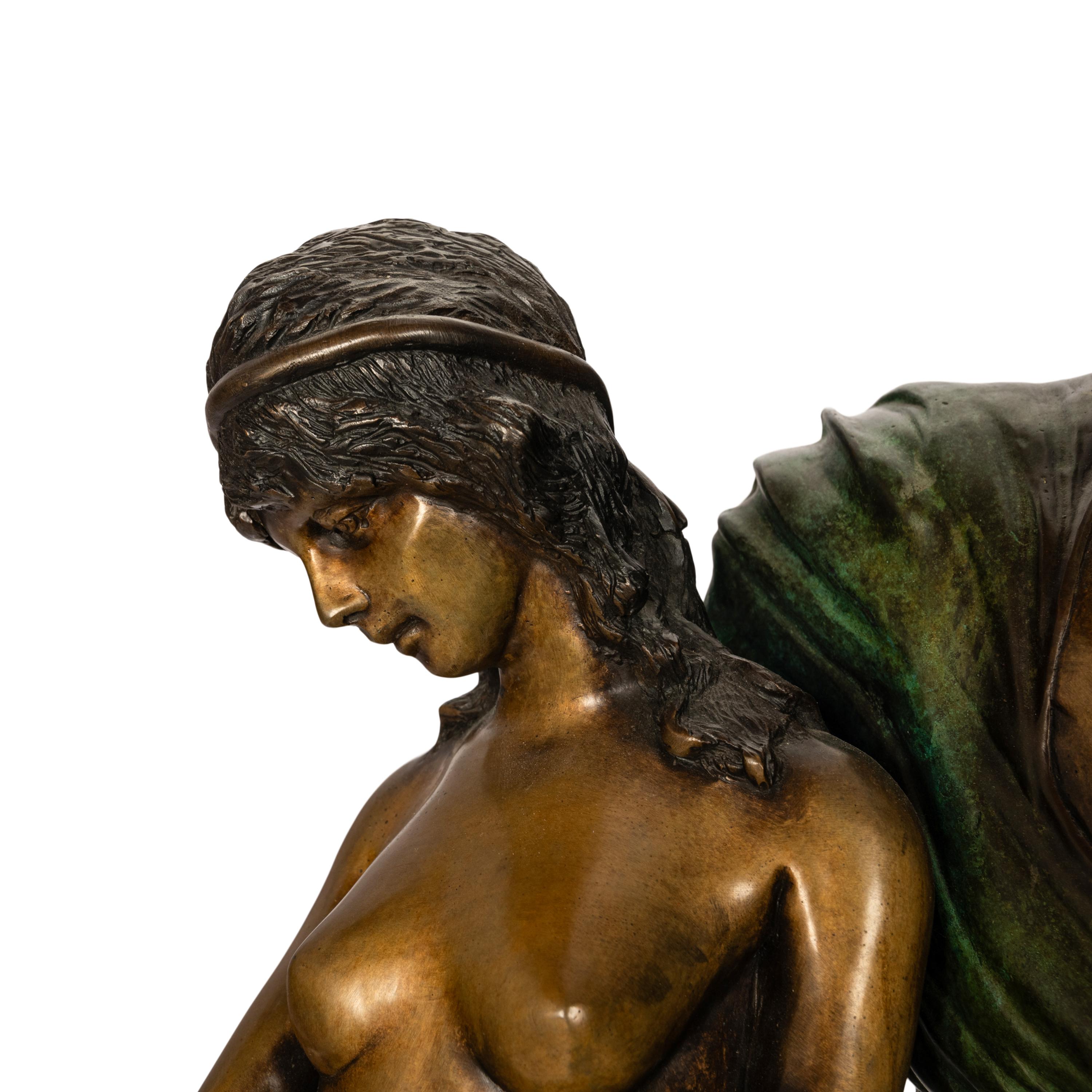 Franz Bergmann Orientalist Arab Slave Nude Group Cold Painted Bronze Signed 1910 For Sale 6