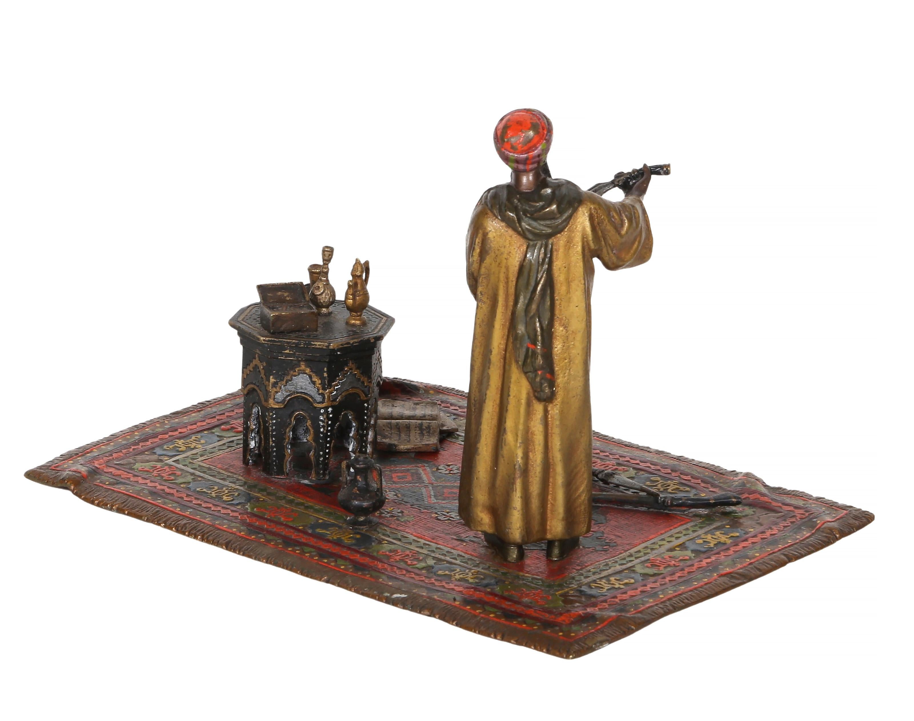 Merchant, Orientalist Bronze Sculpture by Franz Bergmann For Sale 3