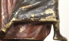 Comerciante de esclavos, escultura orientalista de bronce sobre base de madera de Franz Bergmann