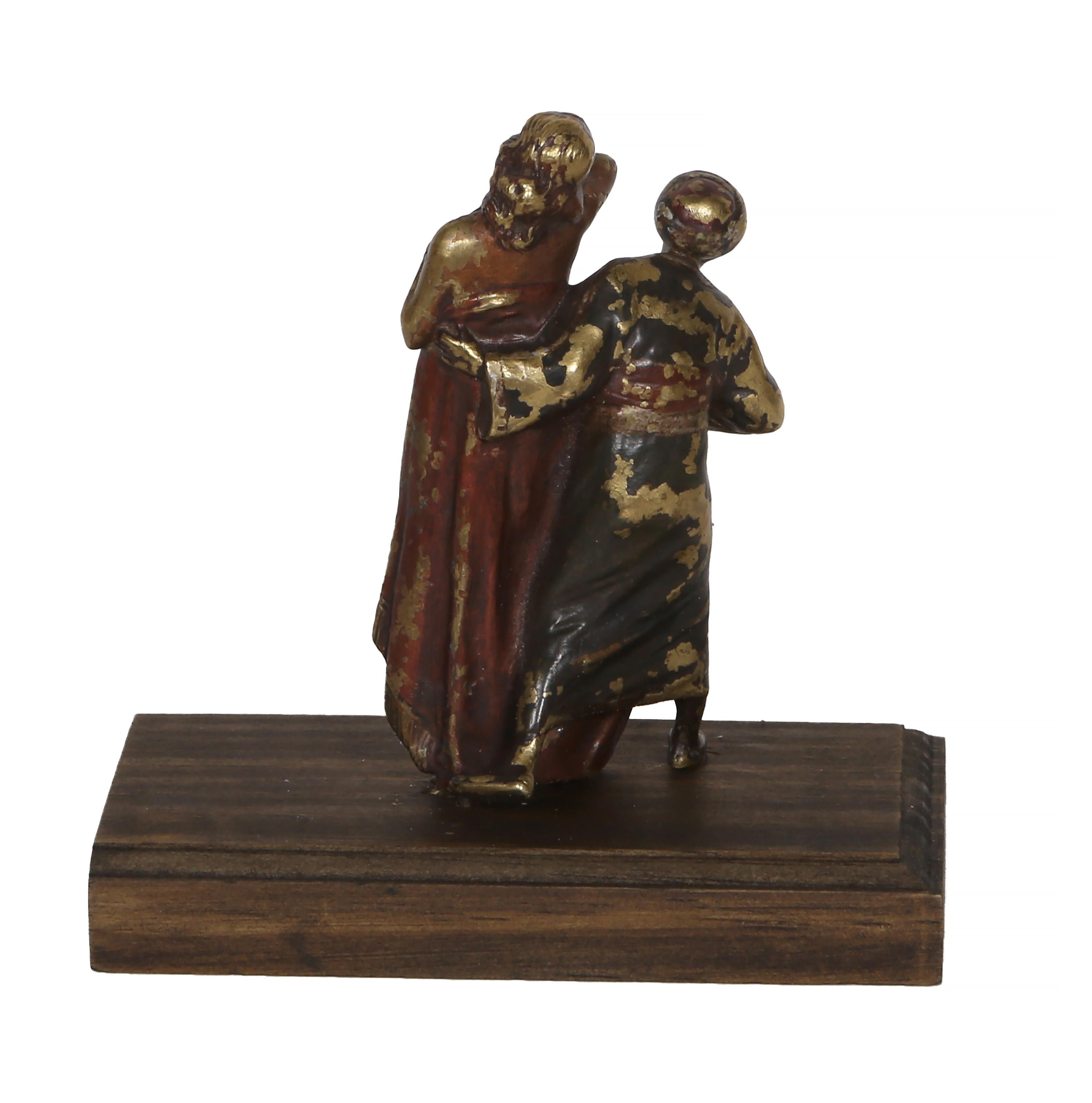 Slave Trader, Orientalist Bronze Sculpture on wooden base by Franz Bergmann For Sale 3