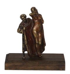 Trader esclave orientaliste, sculpture en bronze sur base en bois de Franz Bergmann
