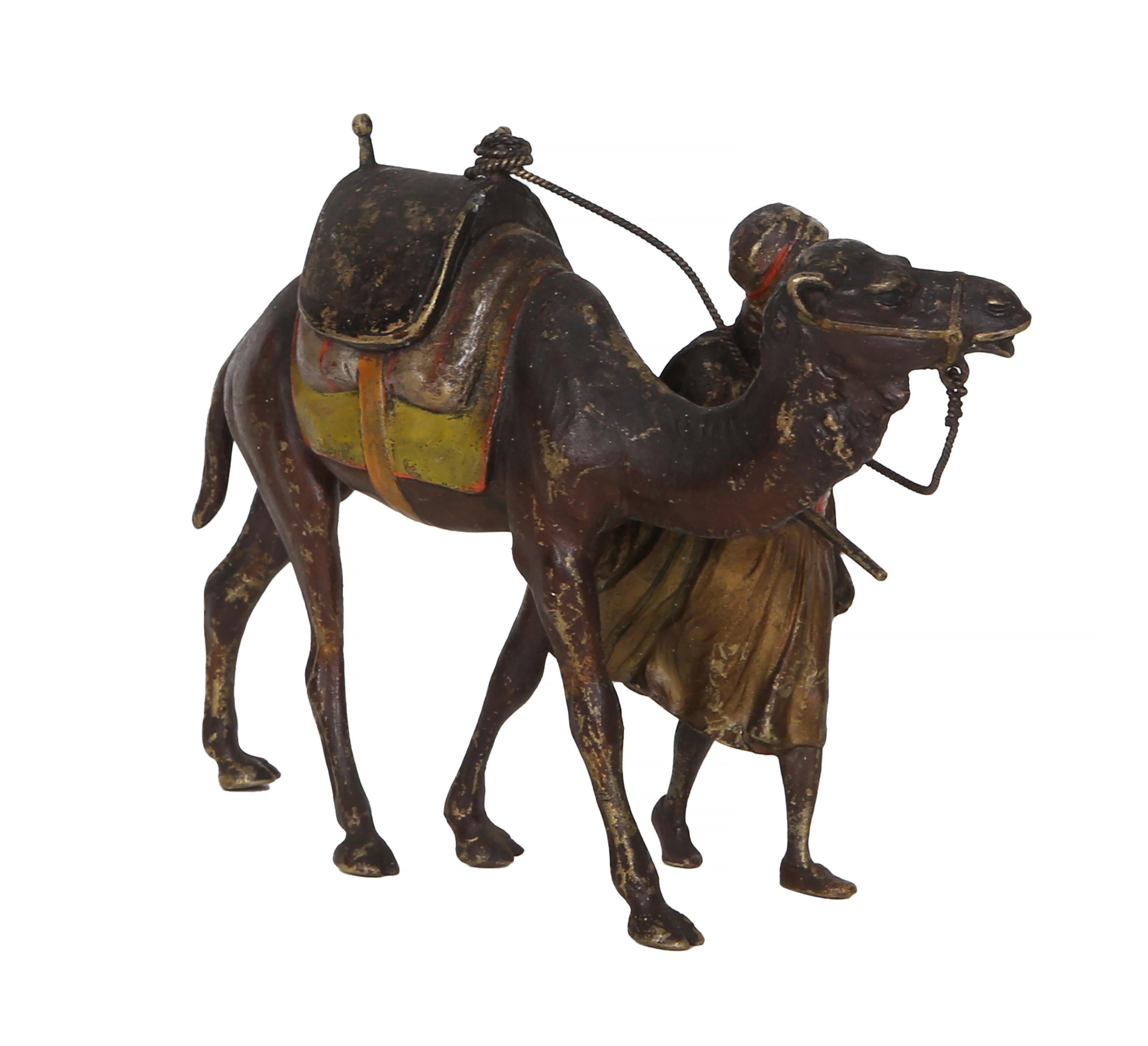 Traveler with Camel, Orientalist Bronze Sculpture by Franz Bergmann For Sale 2