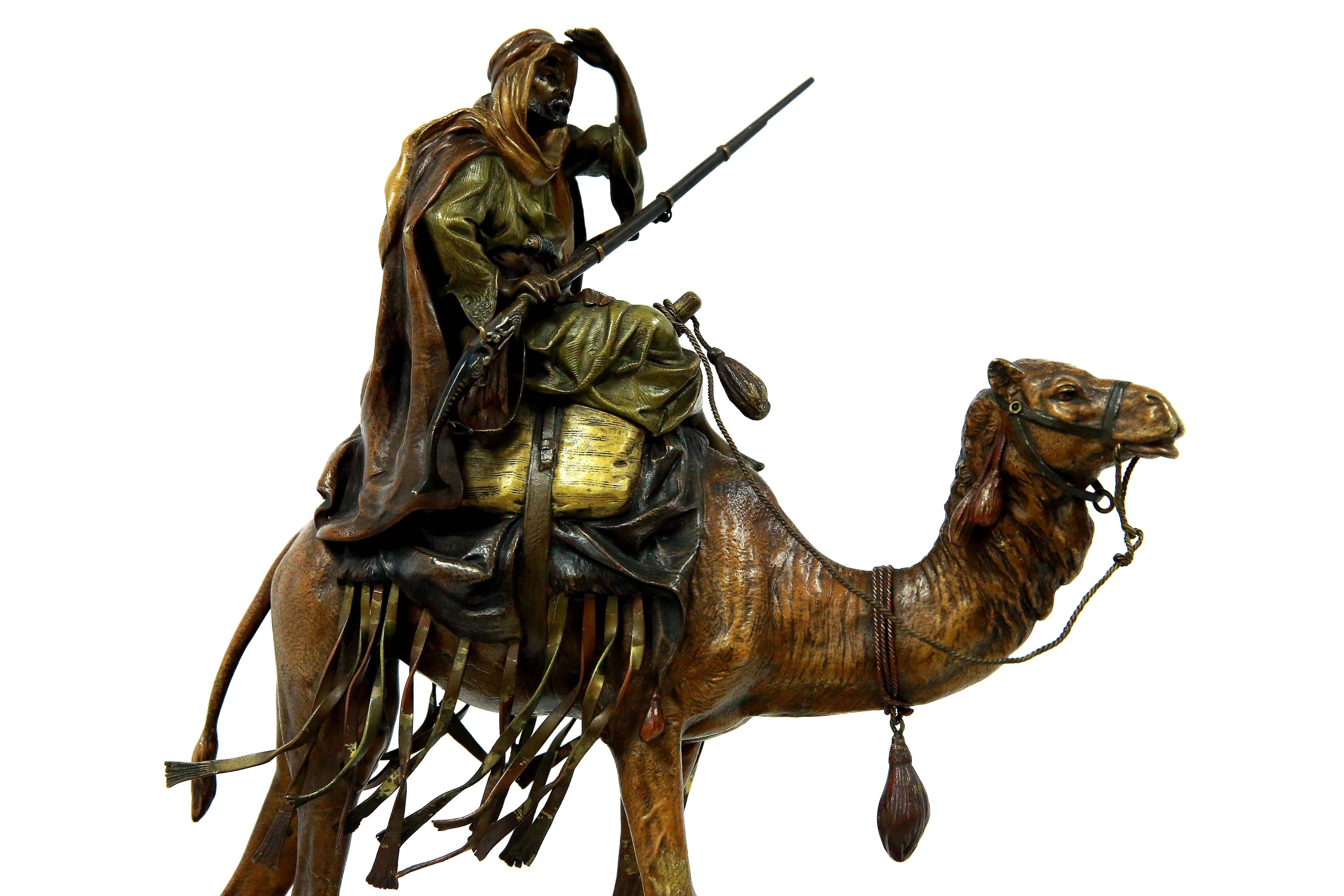 Camel hunter by Franz Bergman (Austrian, 1898-1963)
Cold painted bronze sculptures patinated with different colors.