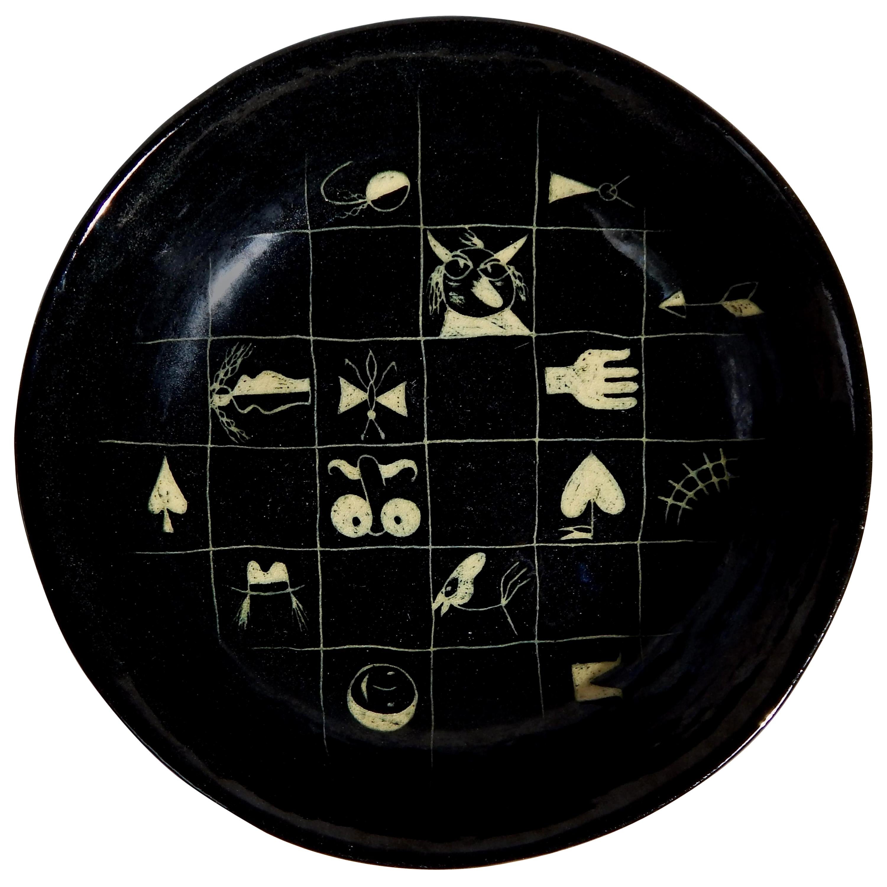 Franz Bergmann Surrealist Studio Ceramic Plate, “Miscellanea” For Sale