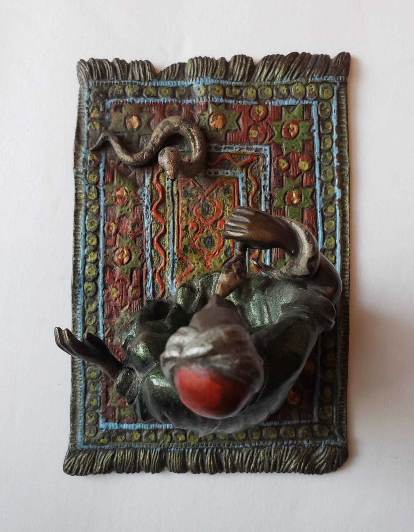 Austrian Franz Bergmann Vienna Cold Painted Bronze Figure of Snake Charmer For Sale