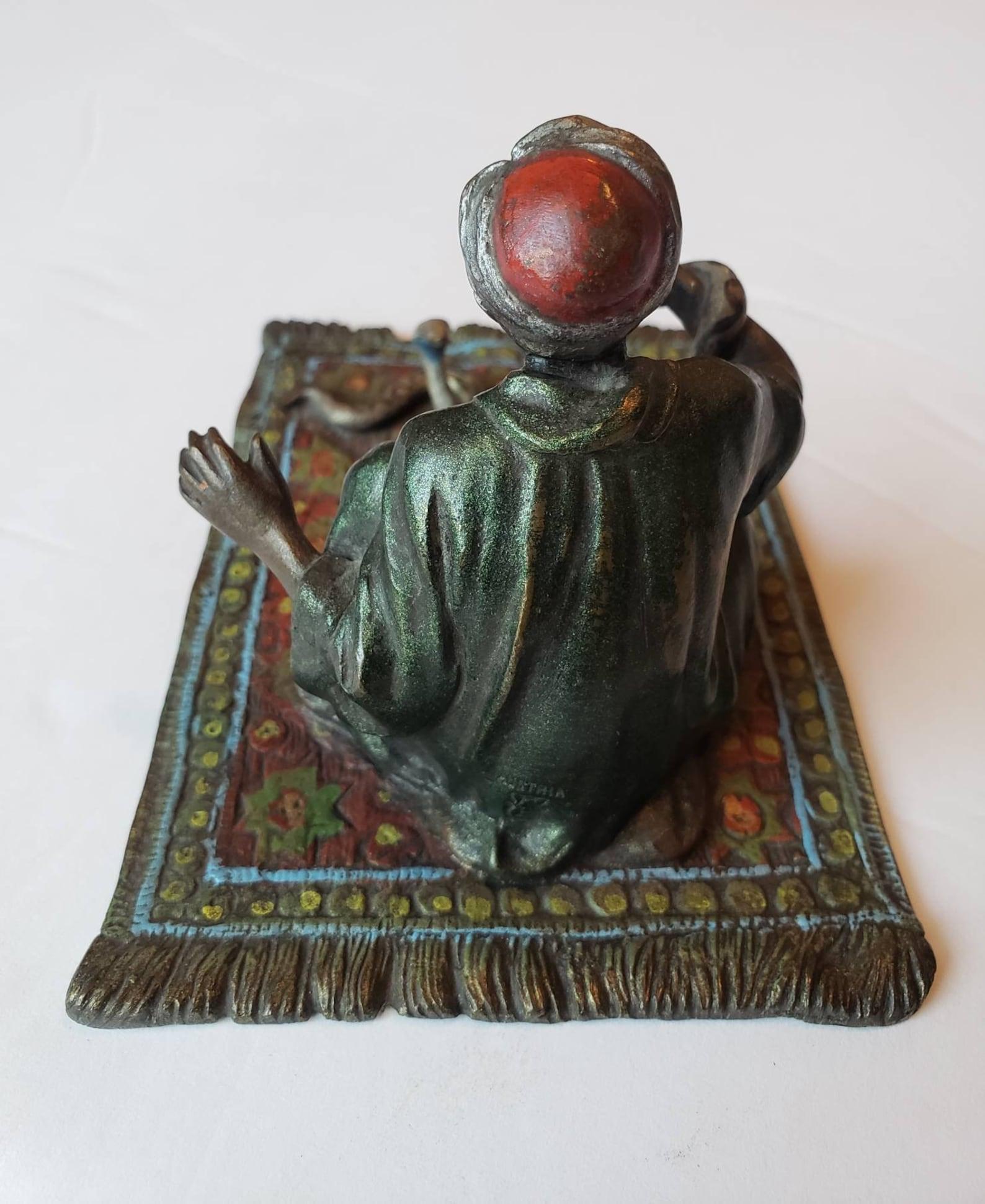 20th Century Franz Bergmann Vienna Cold Painted Bronze Figure of Snake Charmer For Sale