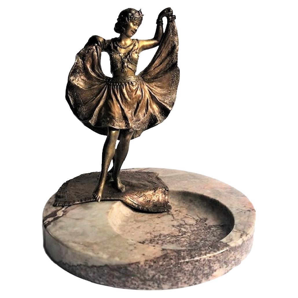 Franz Bergmann, Viennese Bronze 
Marble Erotic Sculptural Vide Poche, ca. 1900