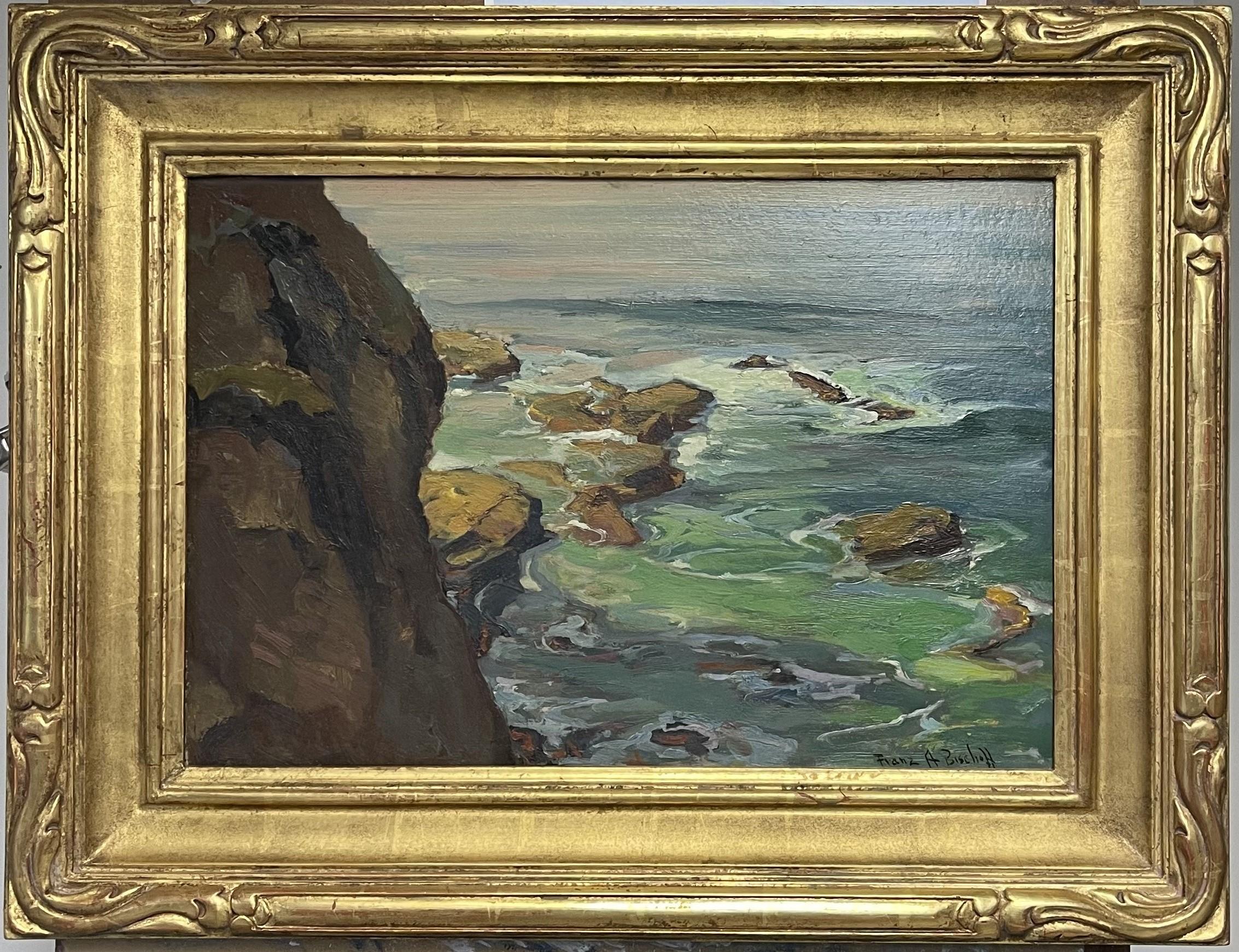 Landscape Painting di Franz Bischoff - California Impressionist Oil Painting Franz A. Bischoff Laguna Seascape