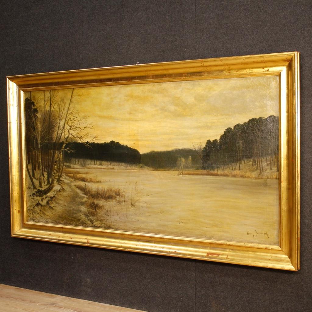 Franz Bombach 19th Century Oil on Canvas German Signed Lake View Painting, 1890 6