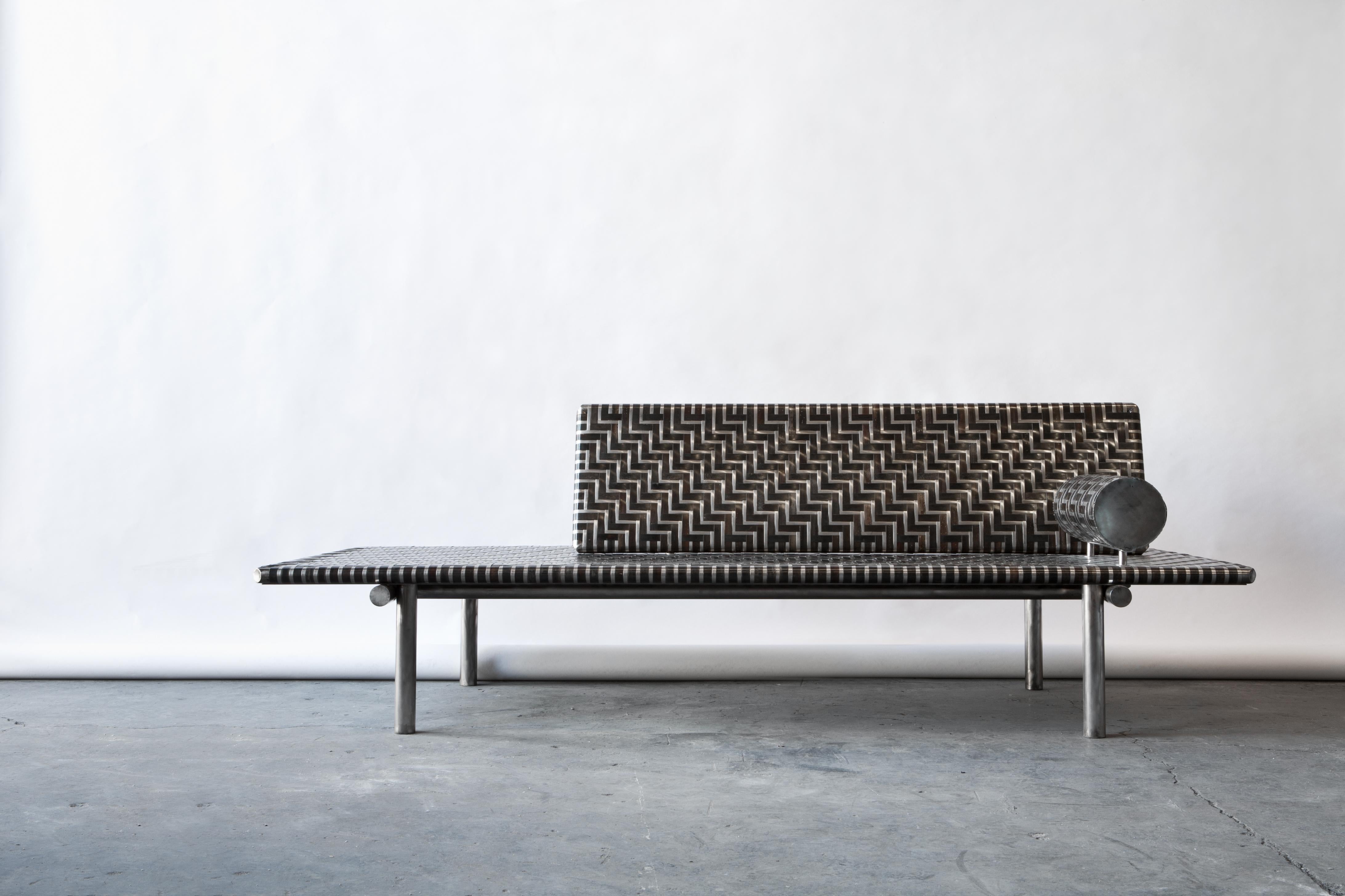Franz Chaise by Michael Gittings
Edition of 3
Dimensions: d 90 x w 240 x h 80 cm
Materials: stainless steel

Michael Gittings
Melbourne based designer Michael Gittings aims to
Challenge pre-conceptions around furniture,