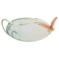 Franz Collection Papillon Butterfly Vassoio ornamentale in porcellana con manico