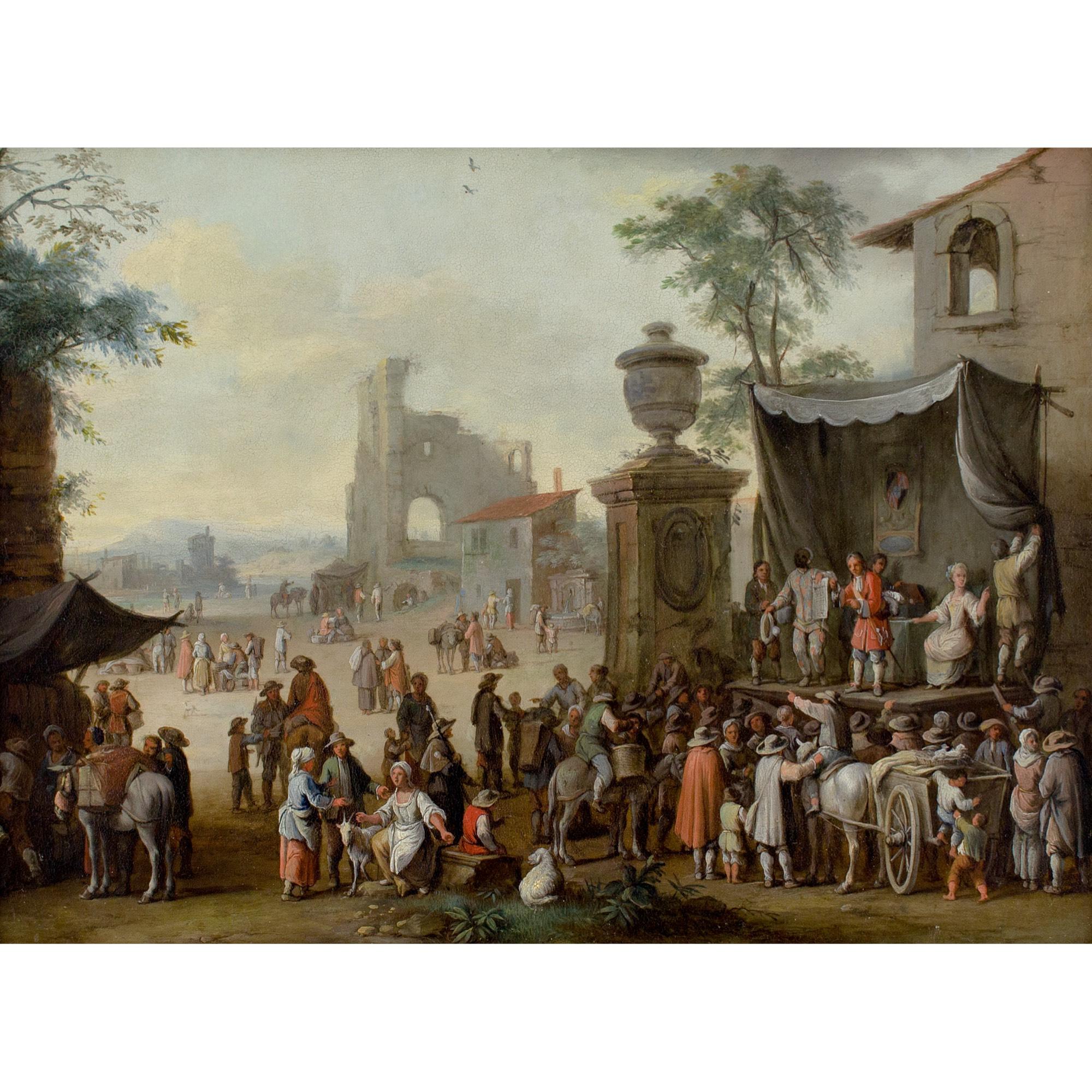 Franz De Paula Ferg (Attributed), Figures Of The Commedia dell'Arte - Painting by Franz de Paula Ferg