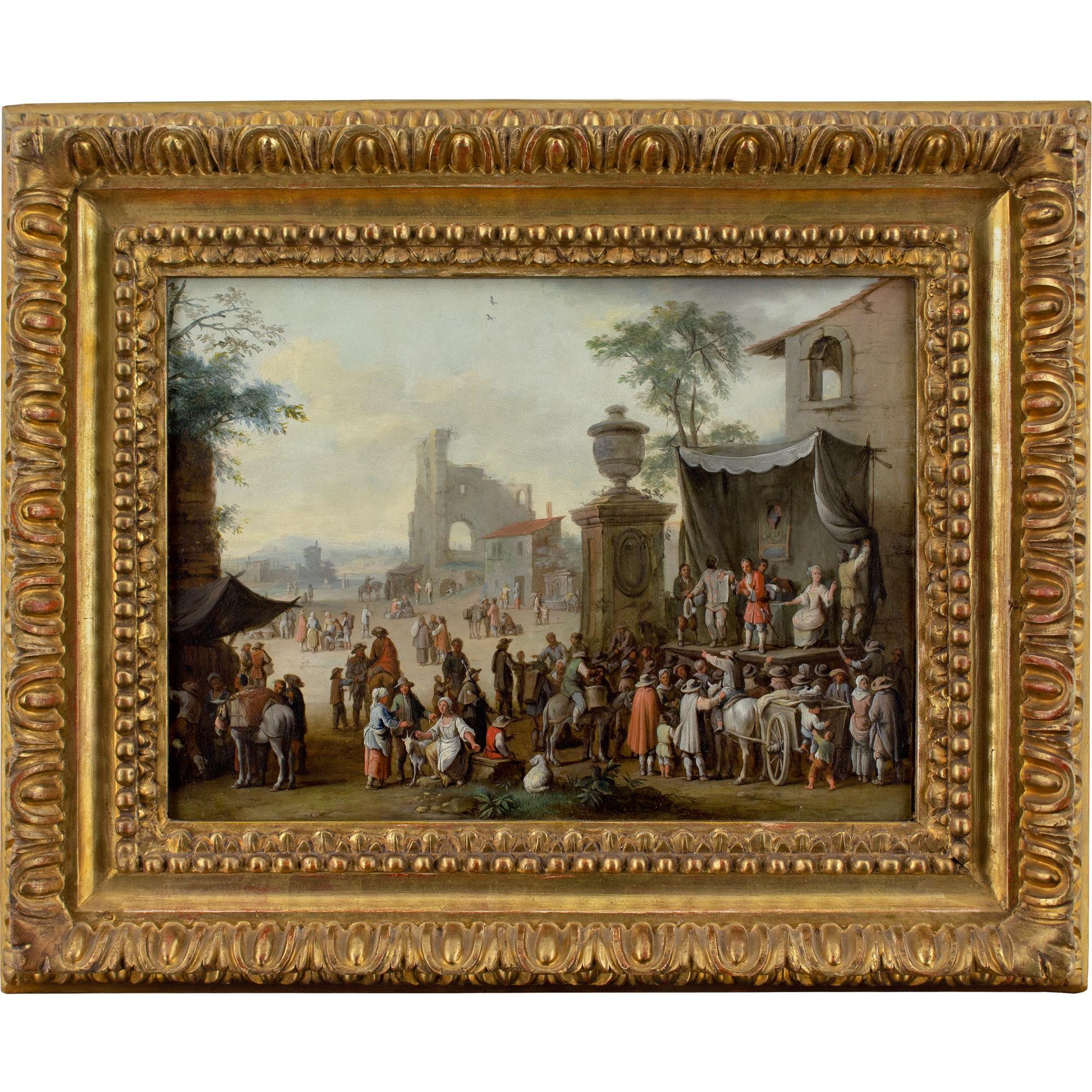 Franz De Paula Ferg (Attributed), Figures Of The Commedia dell'Arte - Brown Figurative Painting by Franz de Paula Ferg