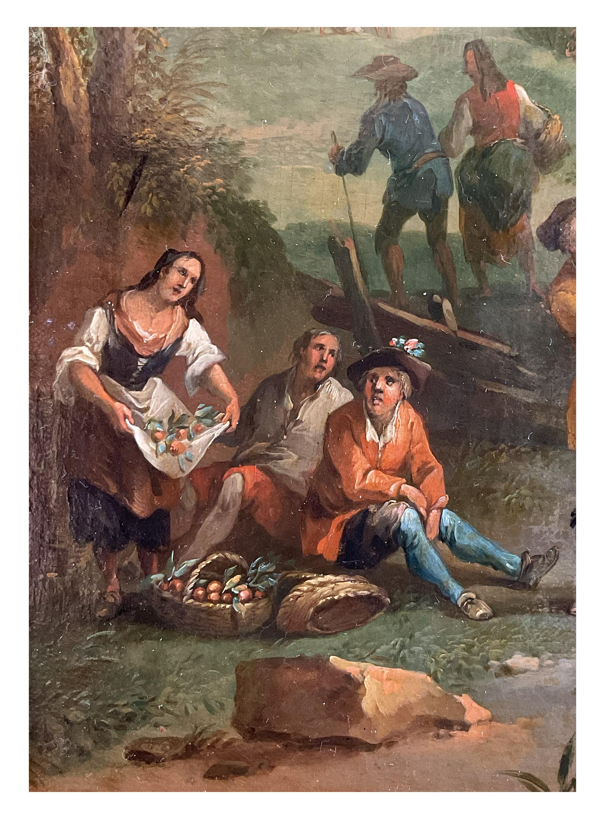 English Franz de Paula Ferg, Village Scene, oil painting on canvas For Sale