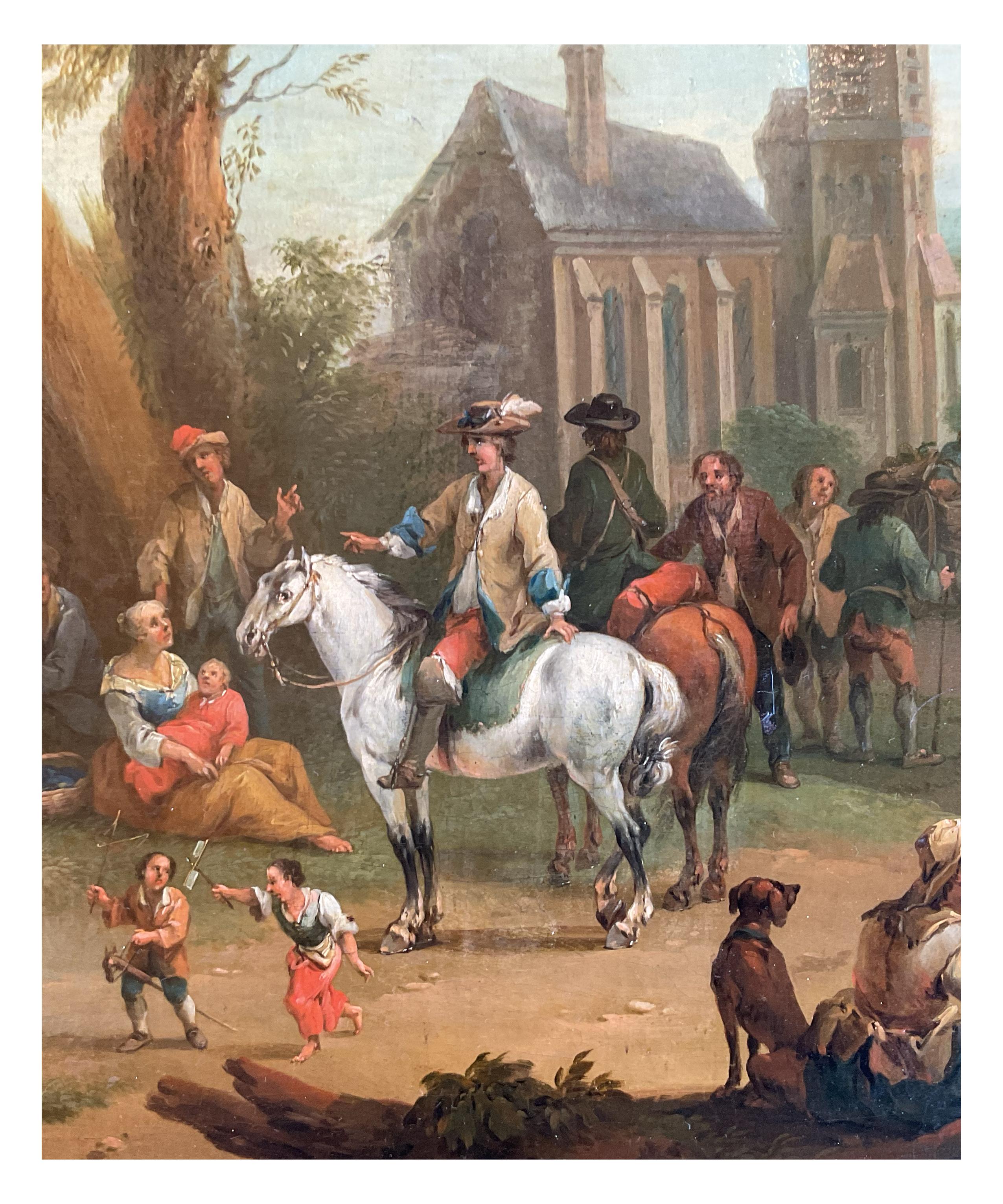 Oiled Franz de Paula Ferg, Village Scene, oil painting on canvas For Sale