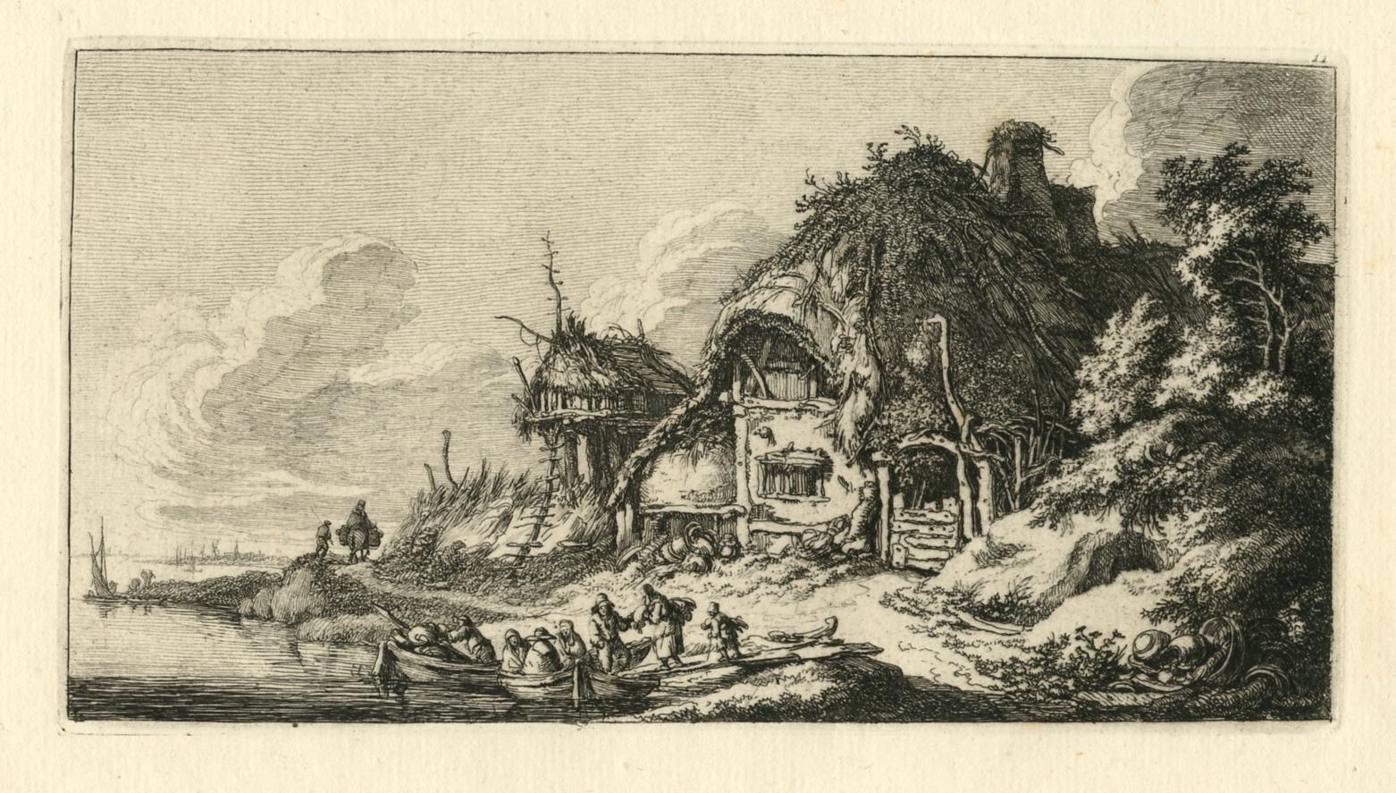 "A Cottage" original etching - Print by Franz Edmund Weirotter