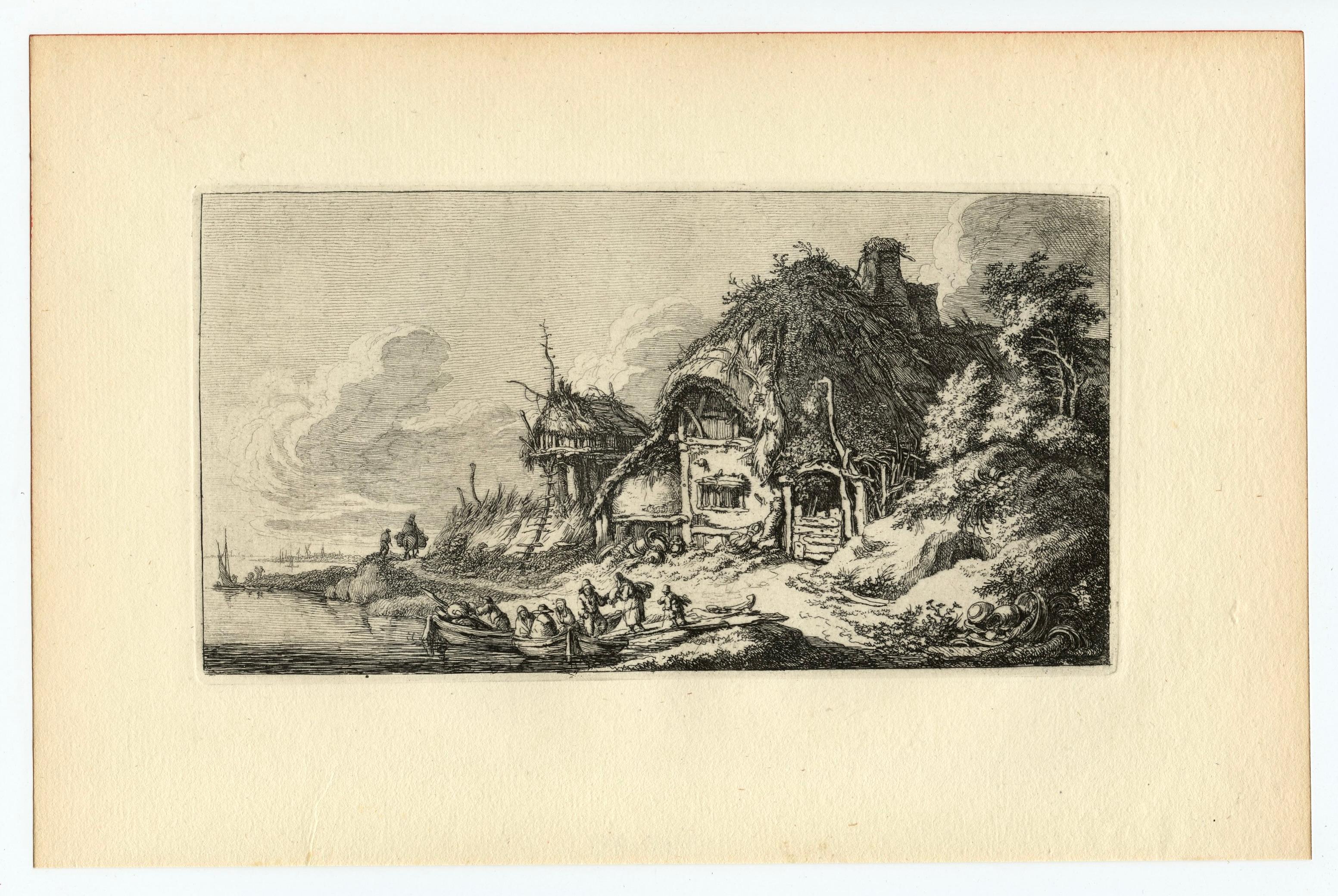 "A Cottage" original etching - Print by Franz Edmund Weirotter