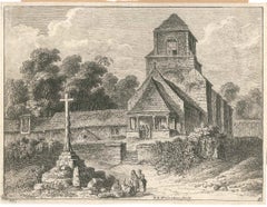 Ancienne église - gravure originale de F.E. Weirotter - Deuxième moitié de 1700