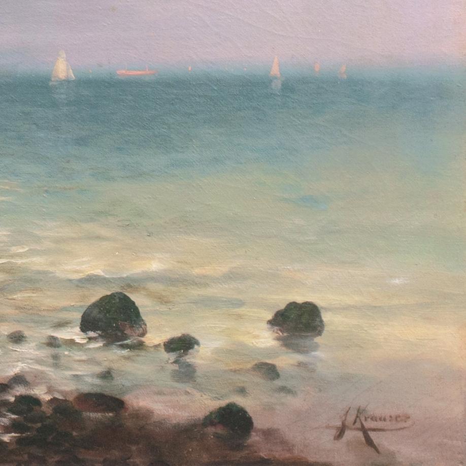 'Coastal Landscape', Berlin, Paris, Romantic Landscape, Riga, Benezit, Sailing For Sale 1
