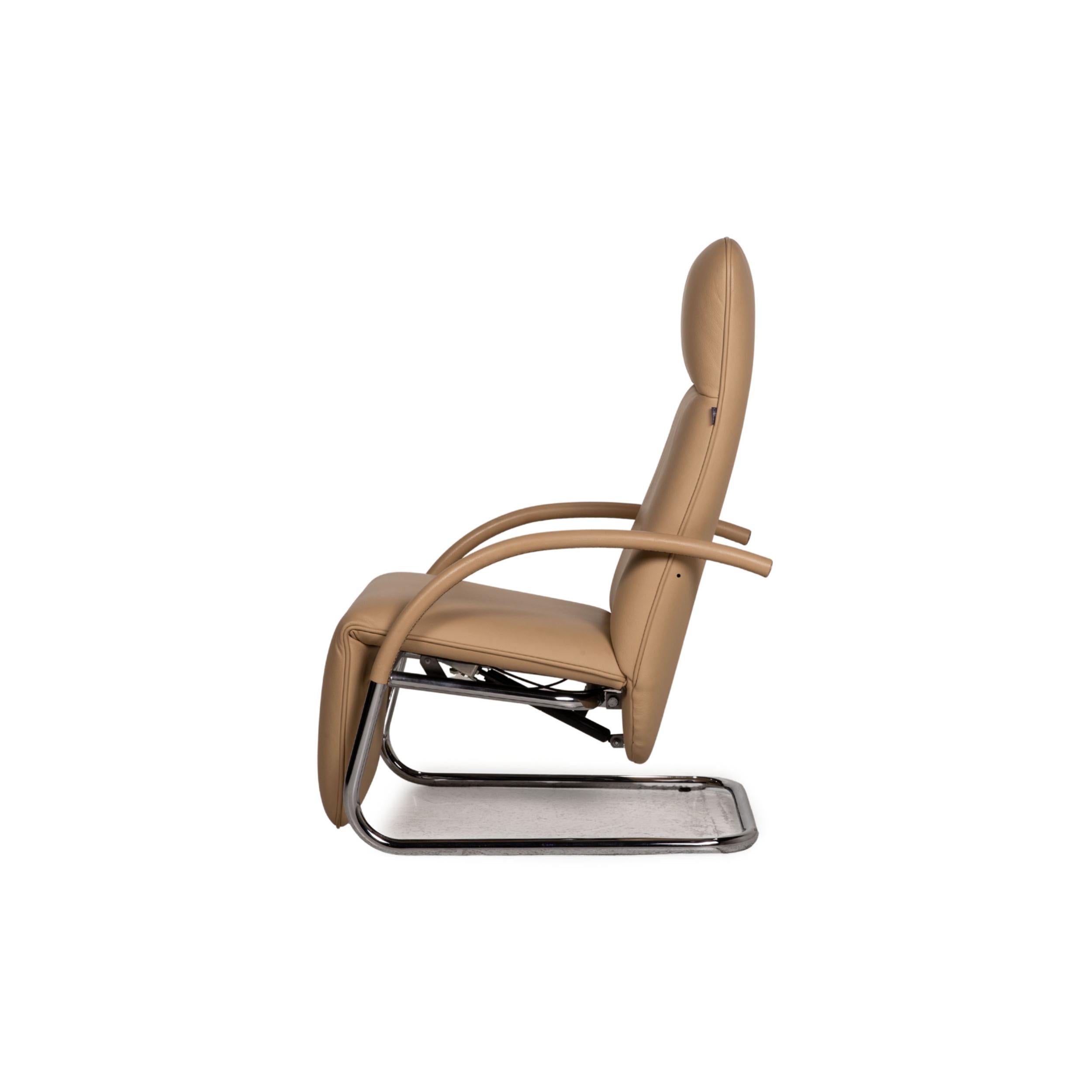 Franz Fertig Leather Armchair Beige Function Relax Function For Sale 4