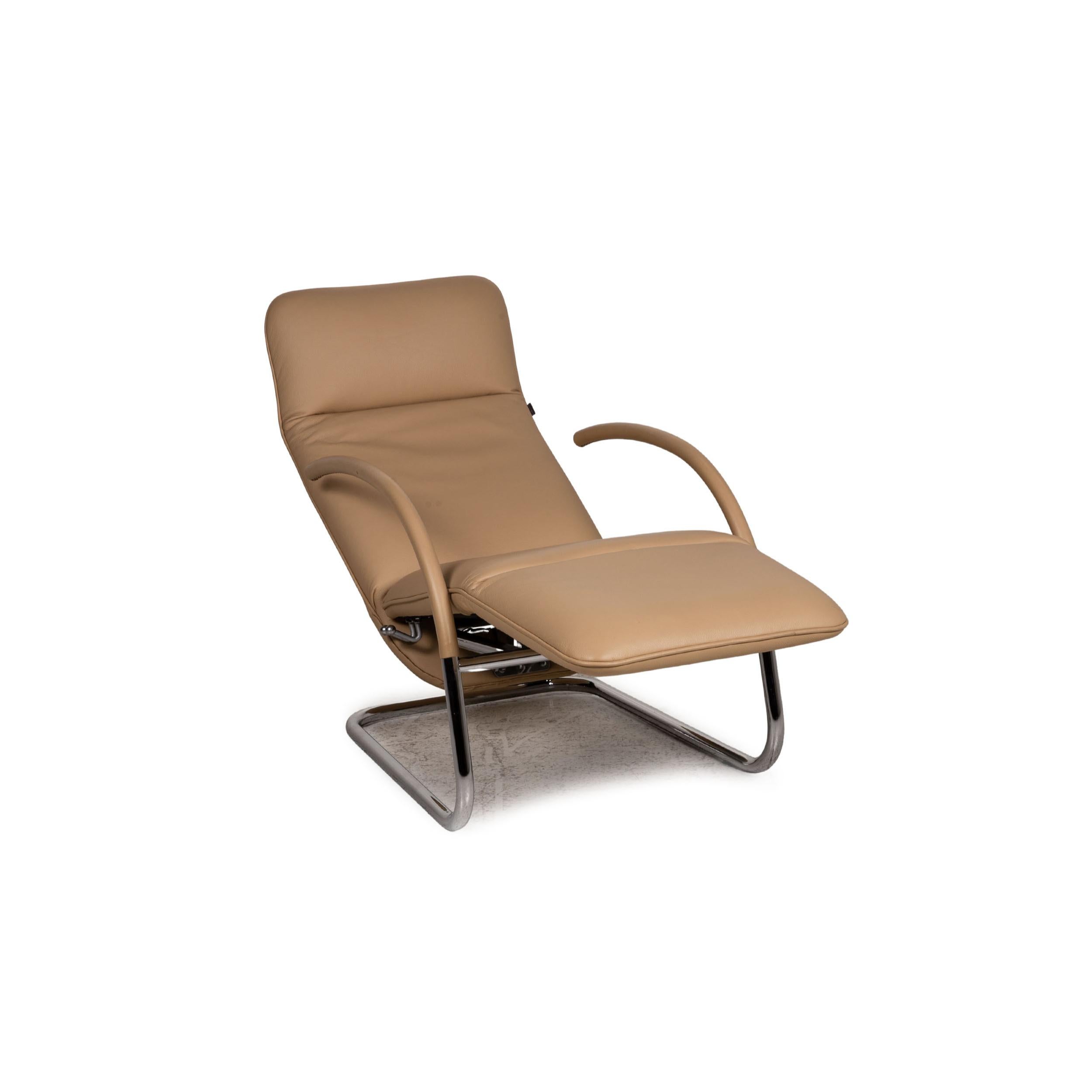 Modern Franz Fertig Leather Armchair Beige Function Relax Function For Sale