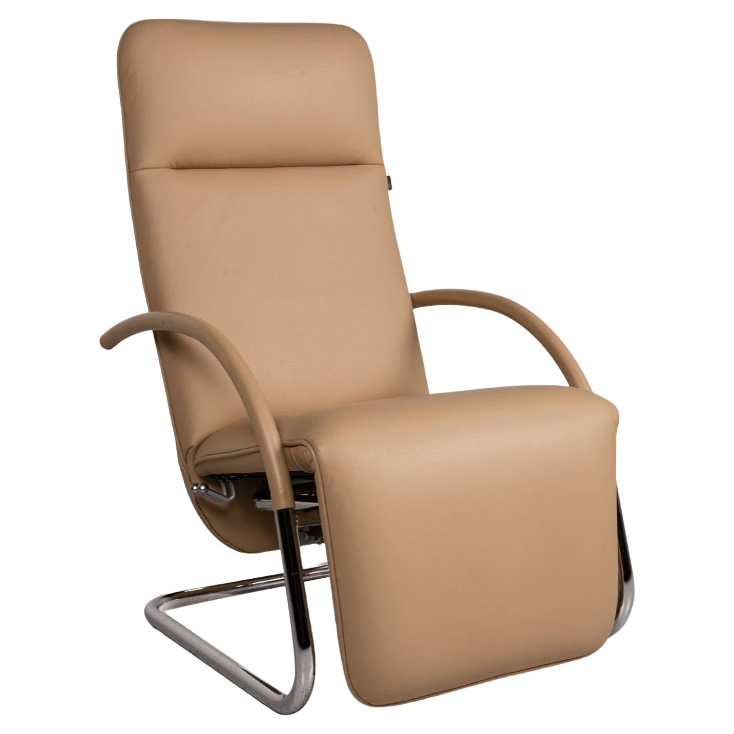 Franz Fertig Leather Armchair Beige Function Relax Function For Sale