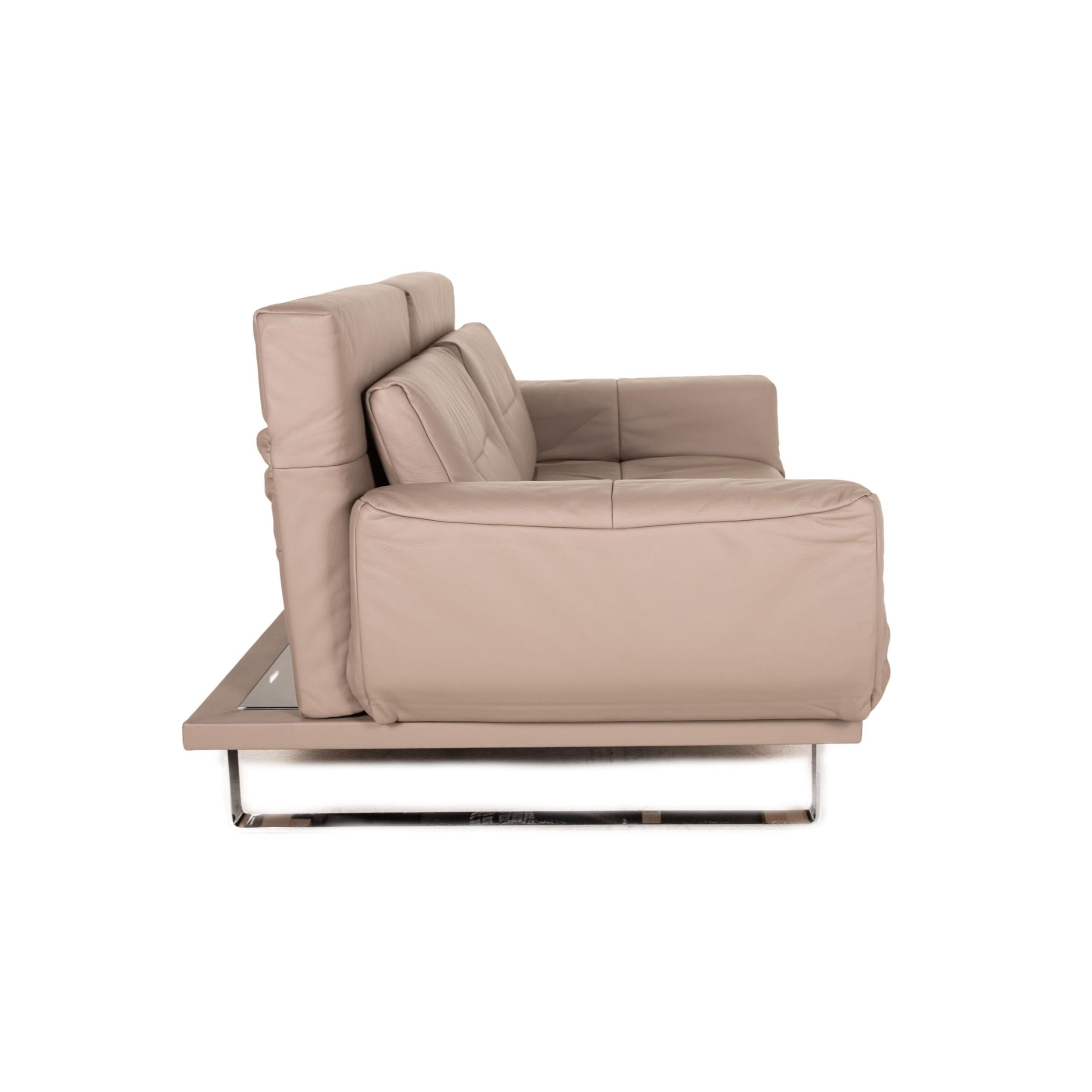 Franz Fertig Letto leather sofa beige two-seater function sleeping function For Sale 1