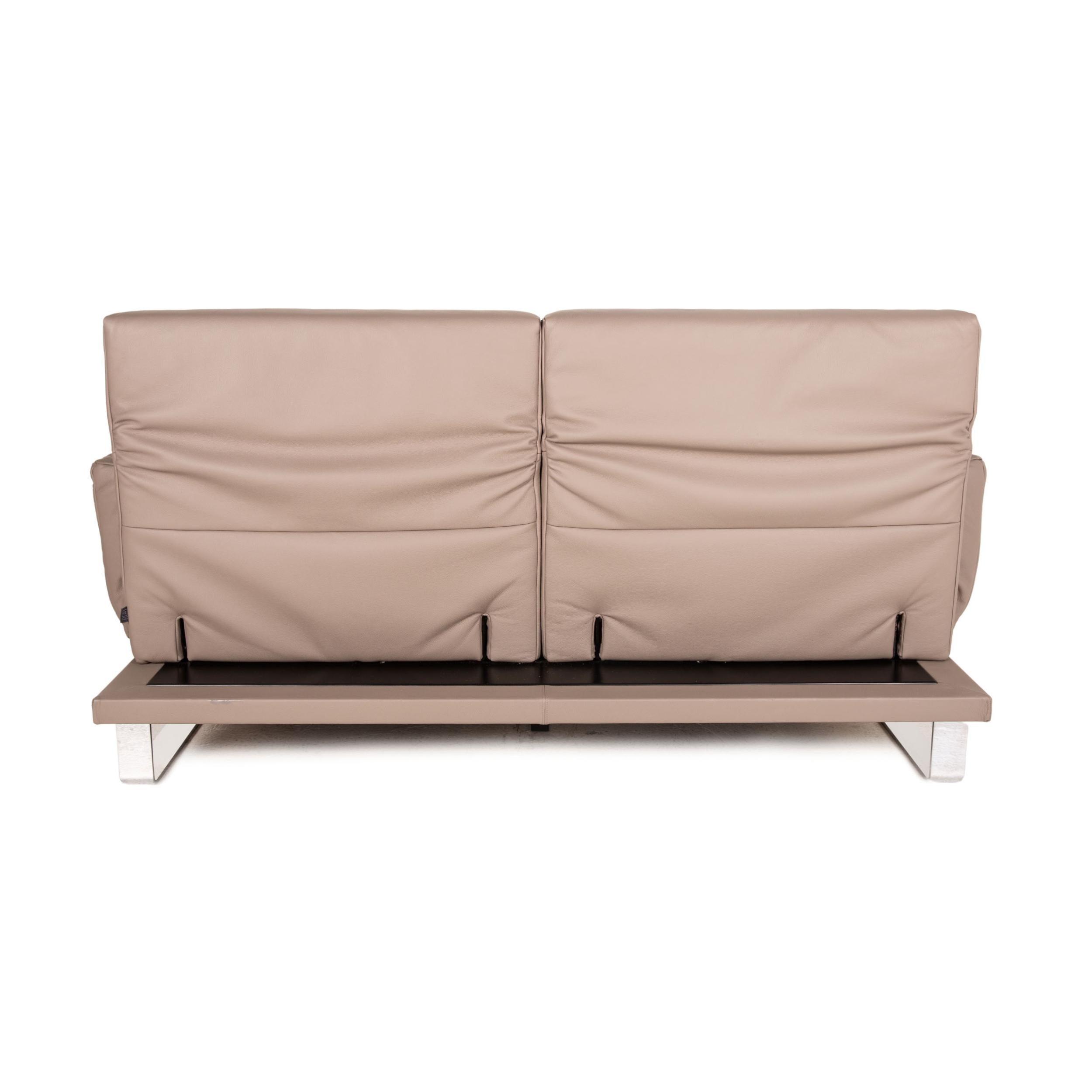 Franz Fertig Letto leather sofa beige two-seater function sleeping function For Sale 2