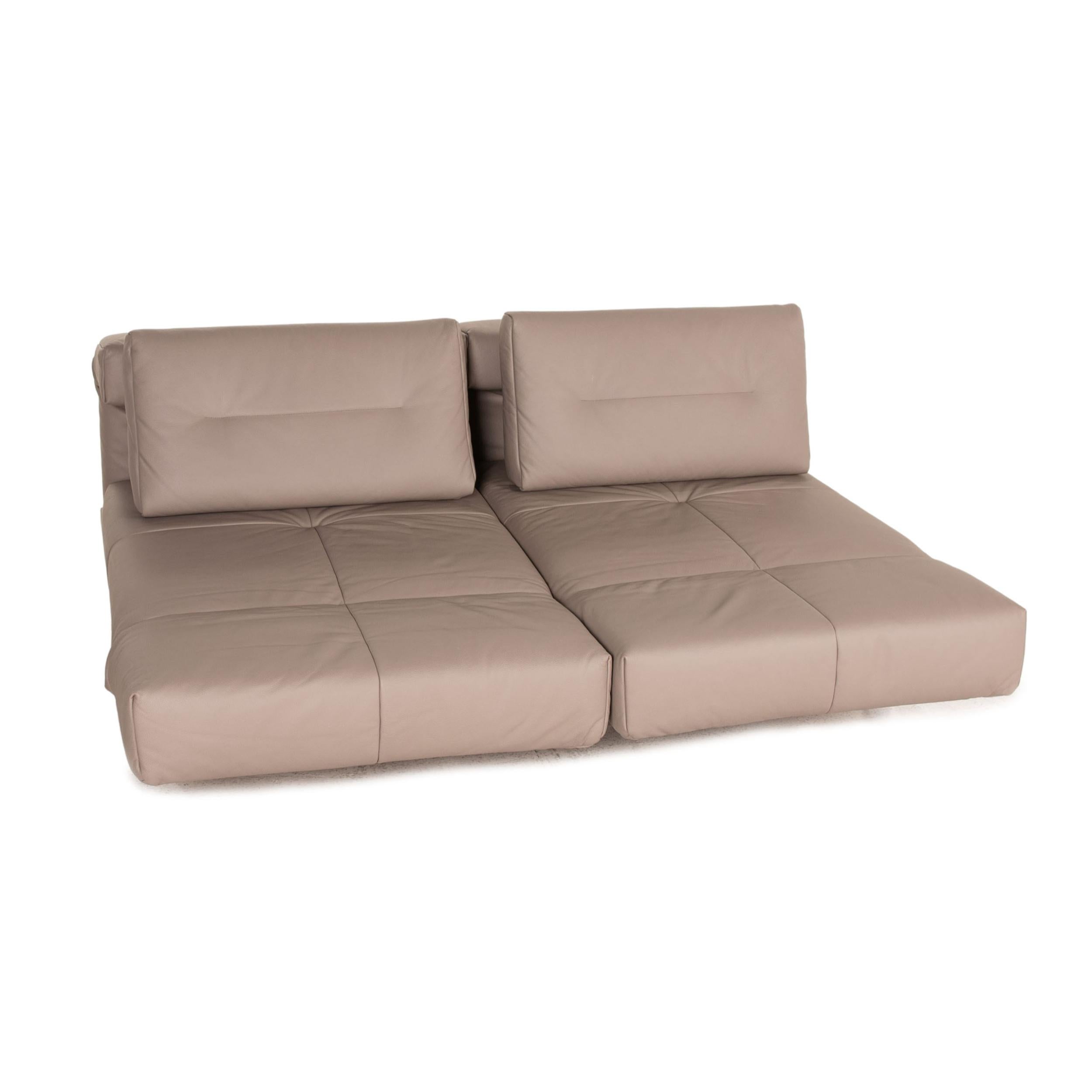 Leather Franz Fertig Letto leather sofa beige two-seater function sleeping function For Sale