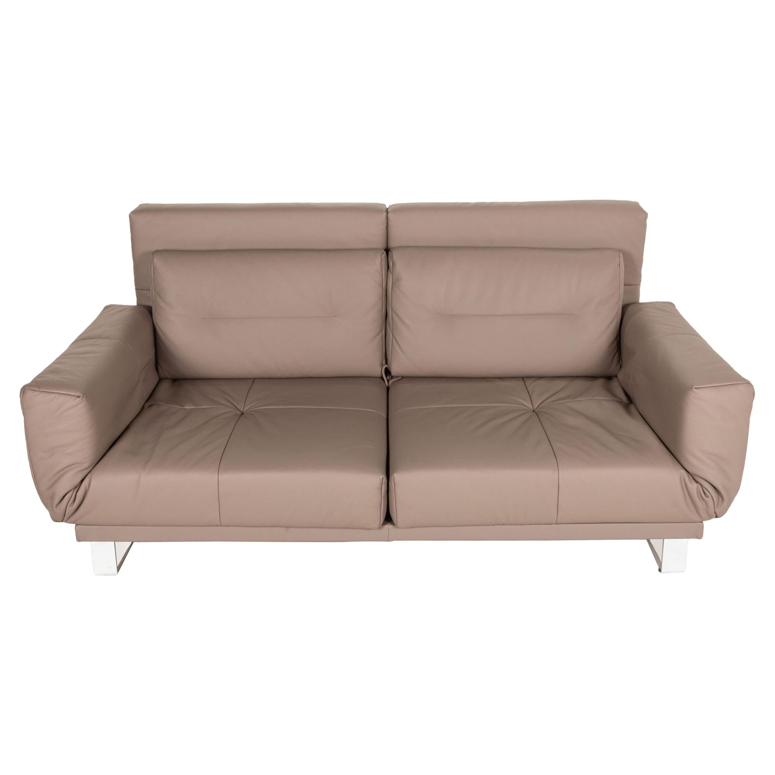 Franz Fertig Letto leather sofa beige two-seater function sleeping function For Sale