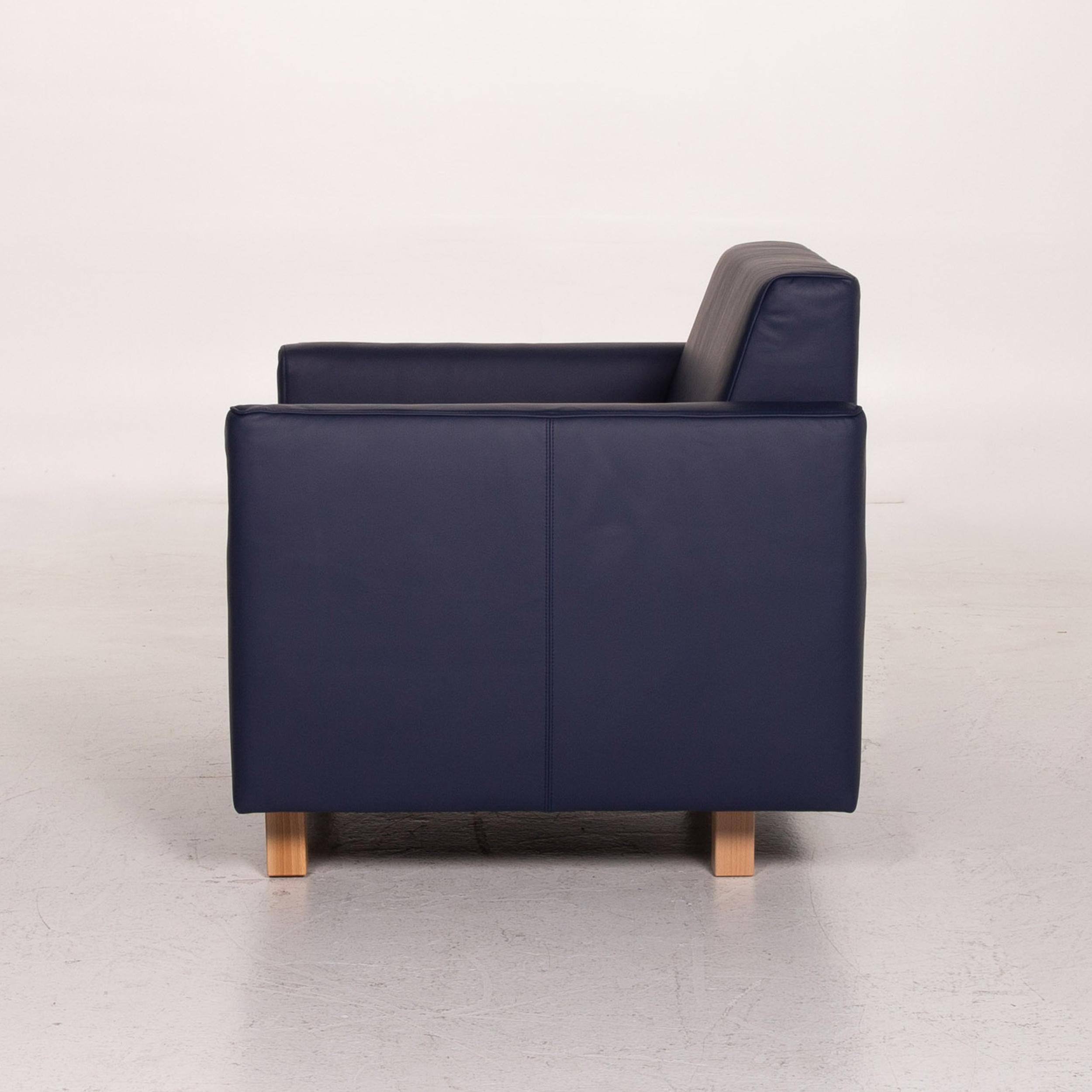 Franz Fertig Minnie Leather Armchair Blue Dark Blue For Sale 4