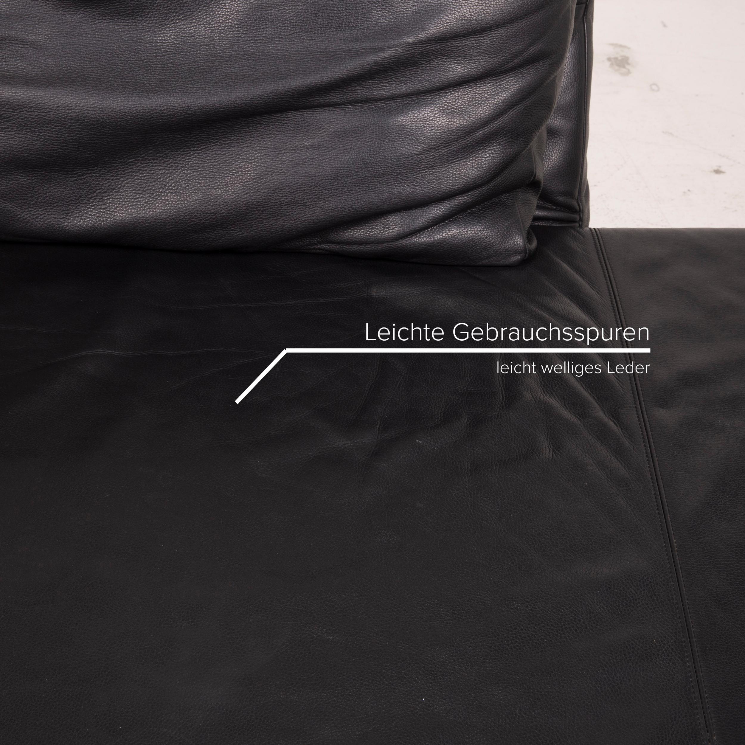 German Franz Fertig Scene Leather Sofa Black Reclining Function For Sale