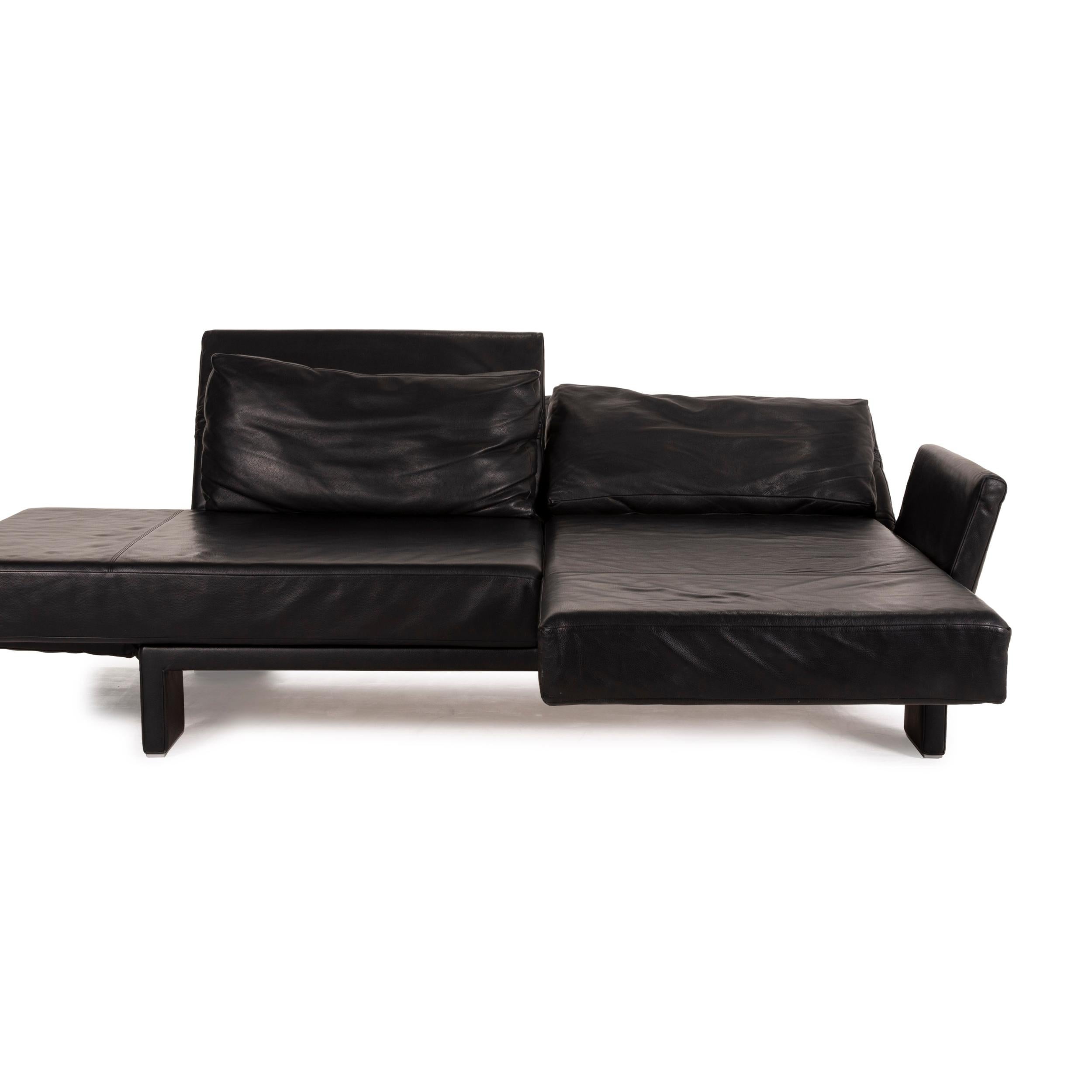 Contemporary Franz Fertig Scene Leather Sofa Black Reclining Function For Sale