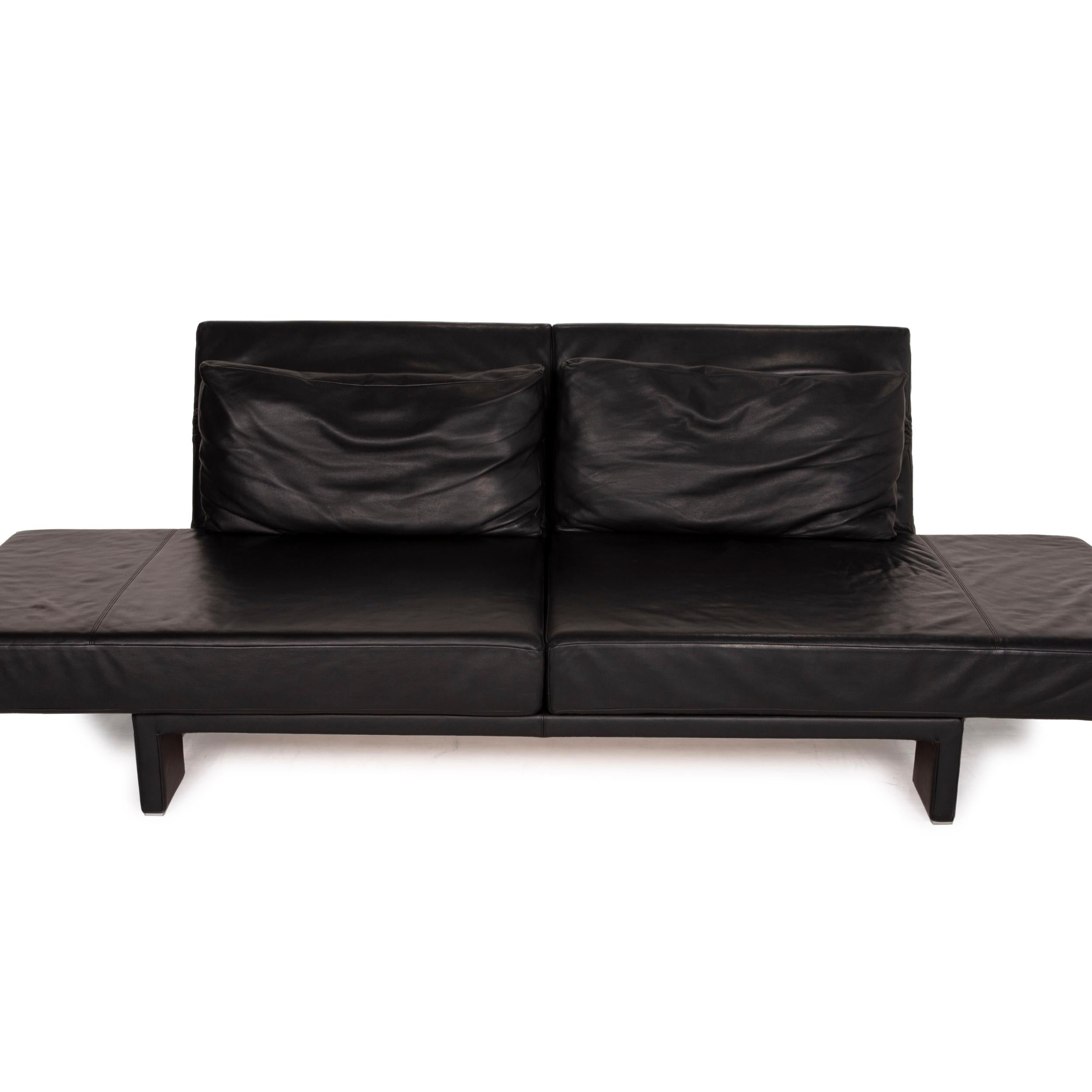 Franz Fertig Scene Leather Sofa Black Reclining Function For Sale 1